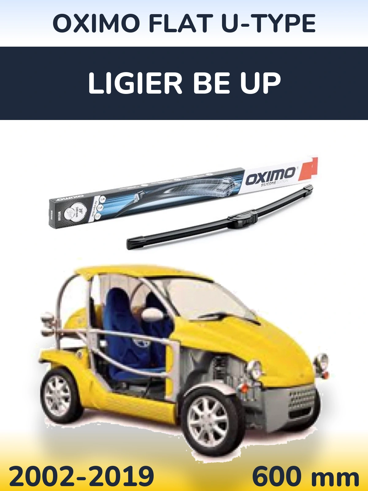 Front wiper blade Oximo Flat U-type 600 мм for Ligier Be Up 2002-2019