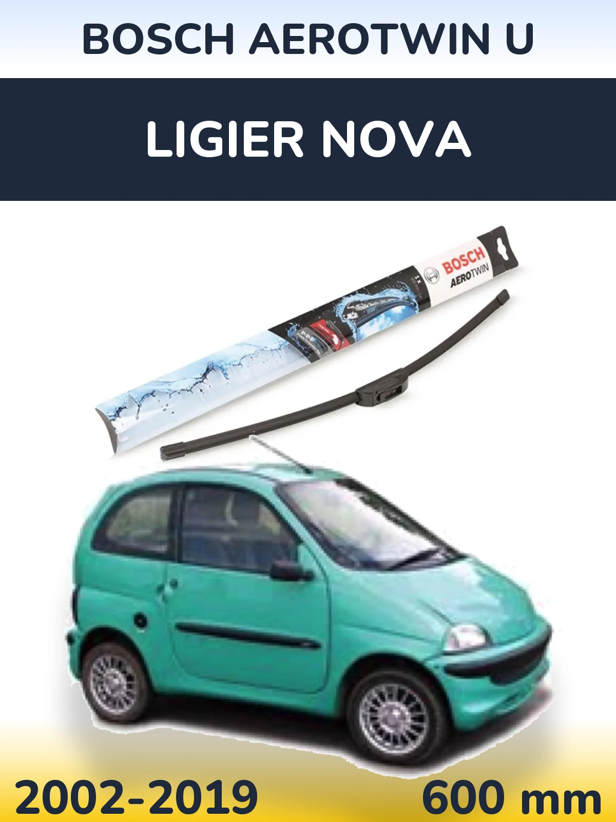 Przednia wycieraczka BOSCH AeroTwin U 600 mm do Ligier Nova 2002-2019
