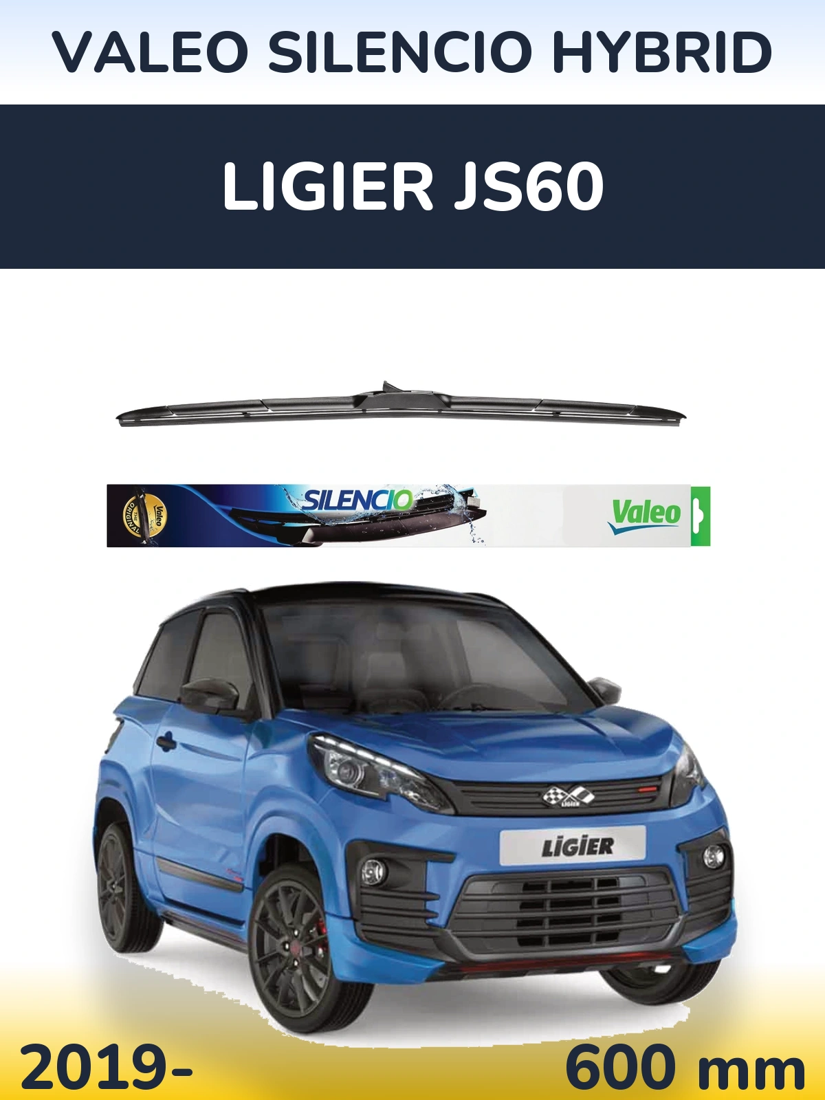 Przednia wycieraczka Valeo Silencio Hybrid 600 mm do Ligier JS60 2019-2026