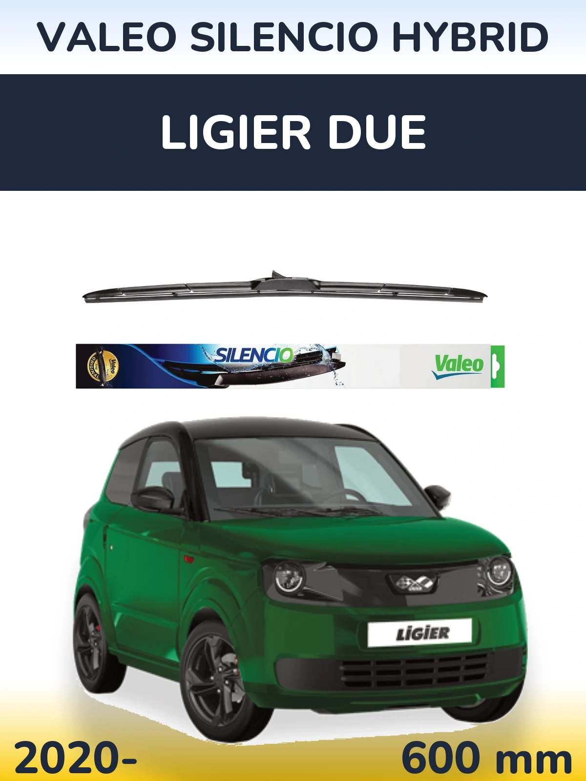 Передний дворник Valeo Silencio Hybrid 600 мм для Ligier Due 2020-2026
