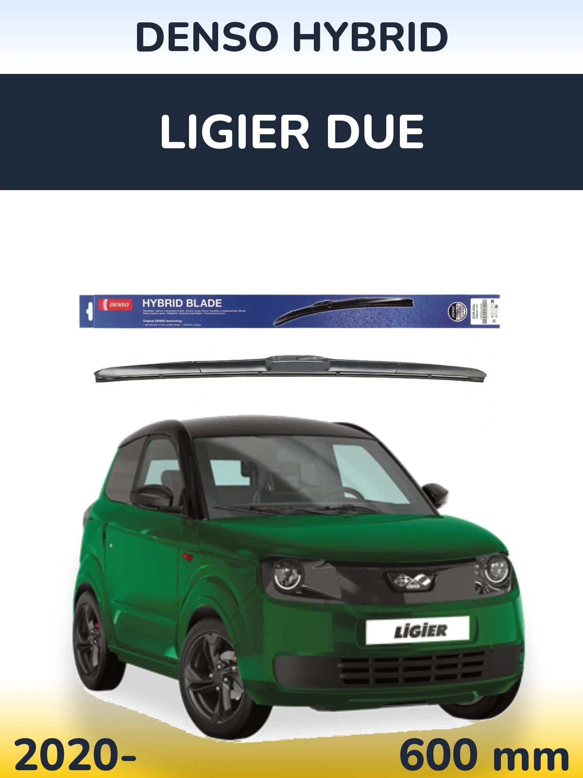 Front wiper blade Denso Hybrid 600 mm for Ligier Due 2020-2026