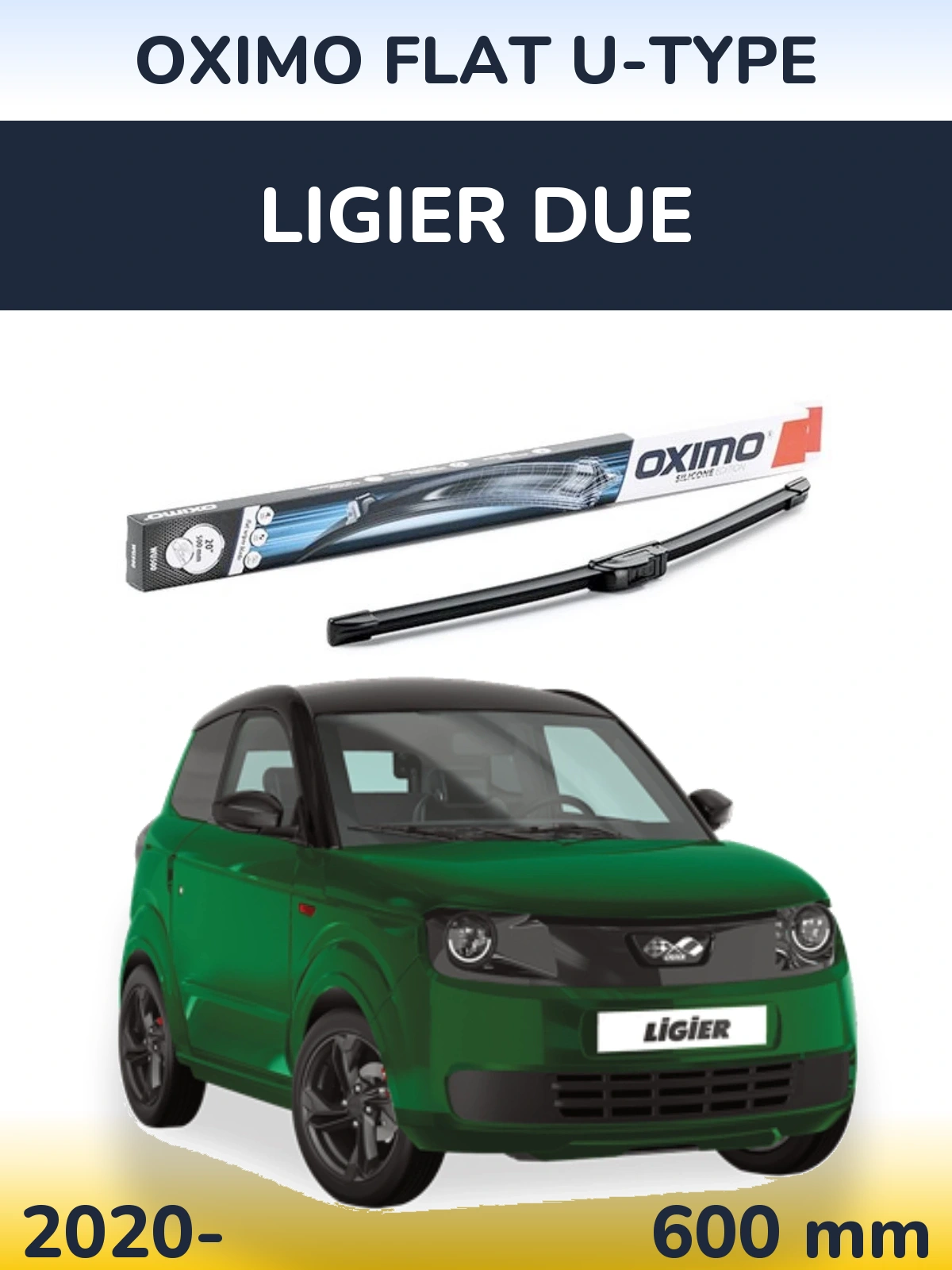 Przednia wycieraczka Oximo Flat U-type 600 mm do Ligier Due 2020-2026