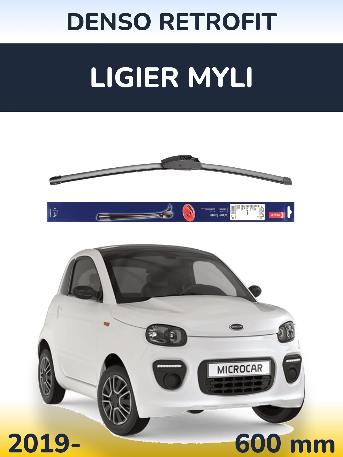 Передний дворник Denso Retrofit 600 мм для Ligier Myli 2019-2026