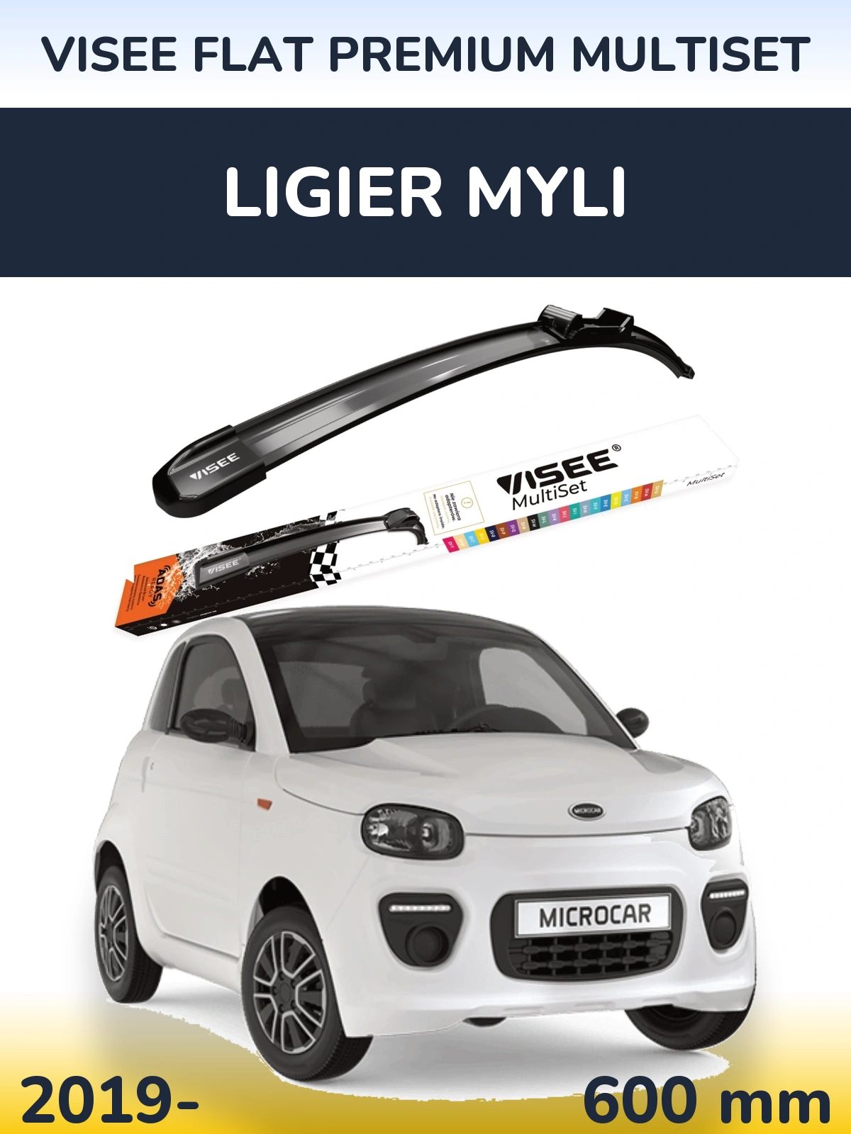 Front wiper blade VISEE FLAT PREMIUM MultiSet 600 мм for Ligier Myli 2019-2026
