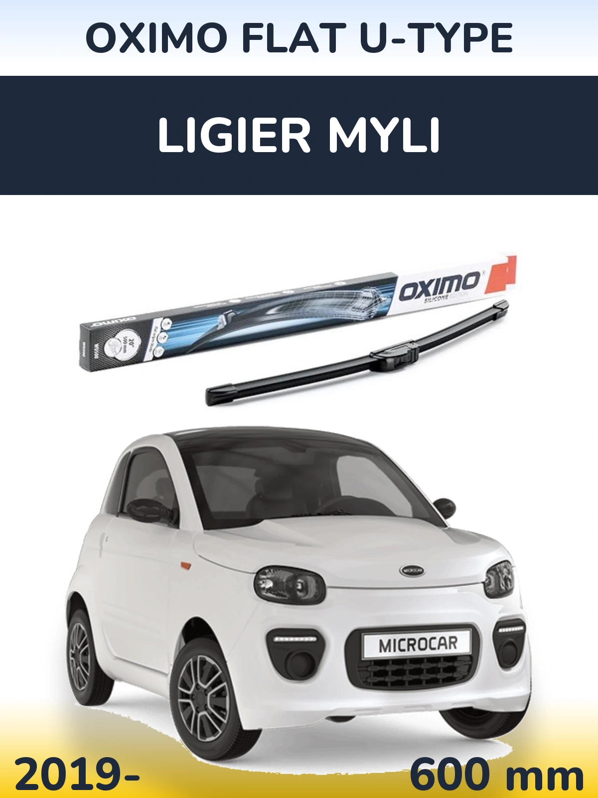 Przednia wycieraczka Oximo Flat U-type 600 mm do Ligier Myli 2019-2026