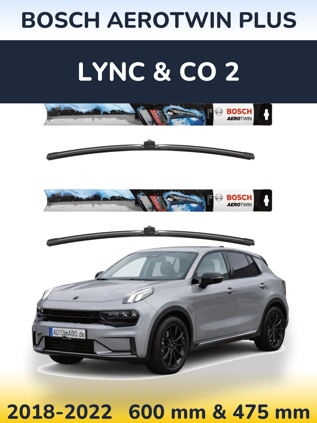 Комплект передних дворников BOSCH AeroTwin Plus 600 & 475 мм для Lync & Co 2 2018-2022