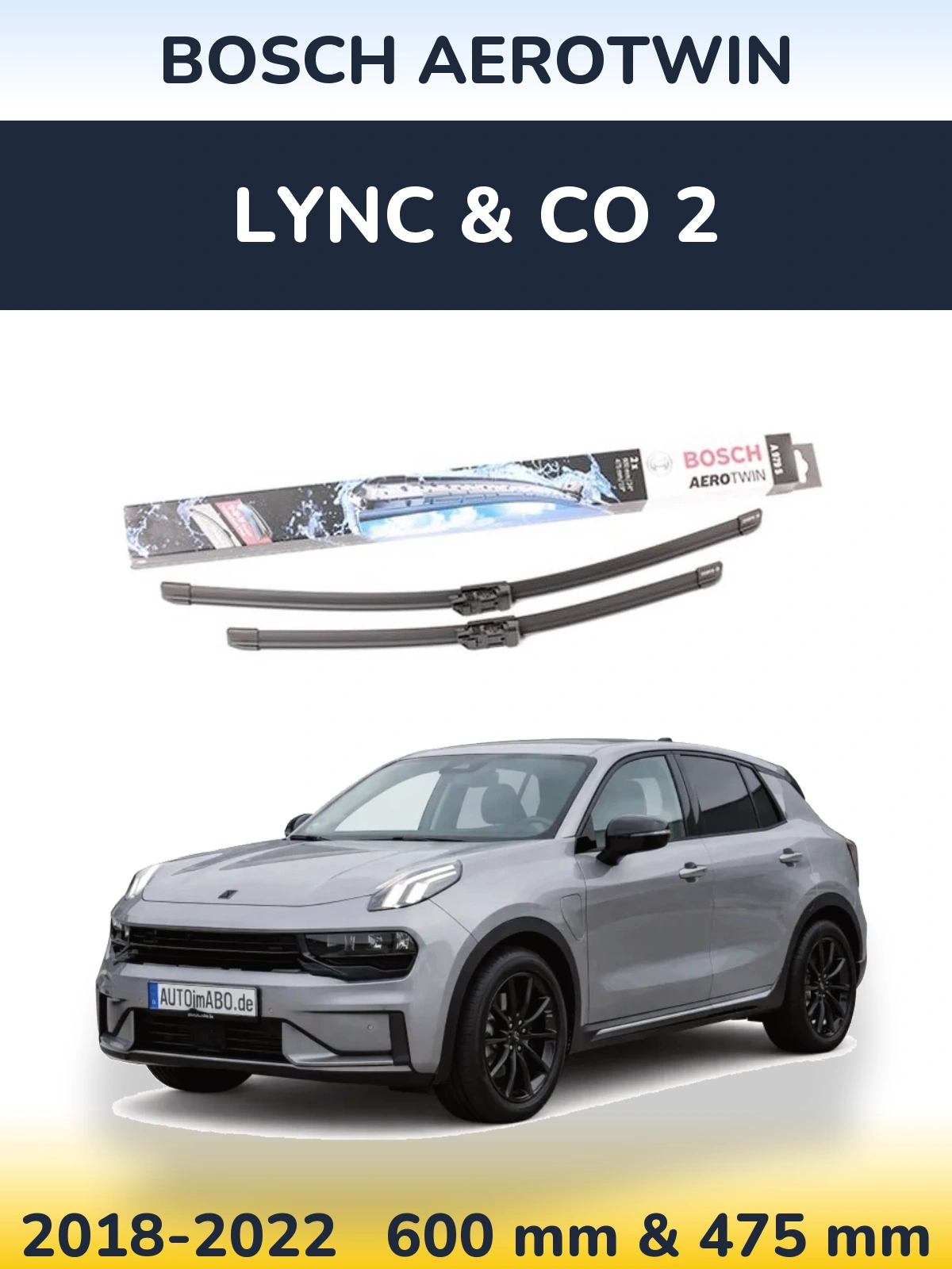 Комплект передніх щіток BOSCH AeroTwin 600 & 475 мм для Lync & Co 2 2018-2022