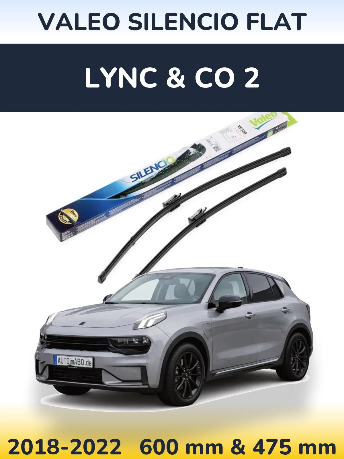 Комплект передніх щіток Valeo Silencio Flat 600 & 475 мм для Lync & Co 2 2018-2022