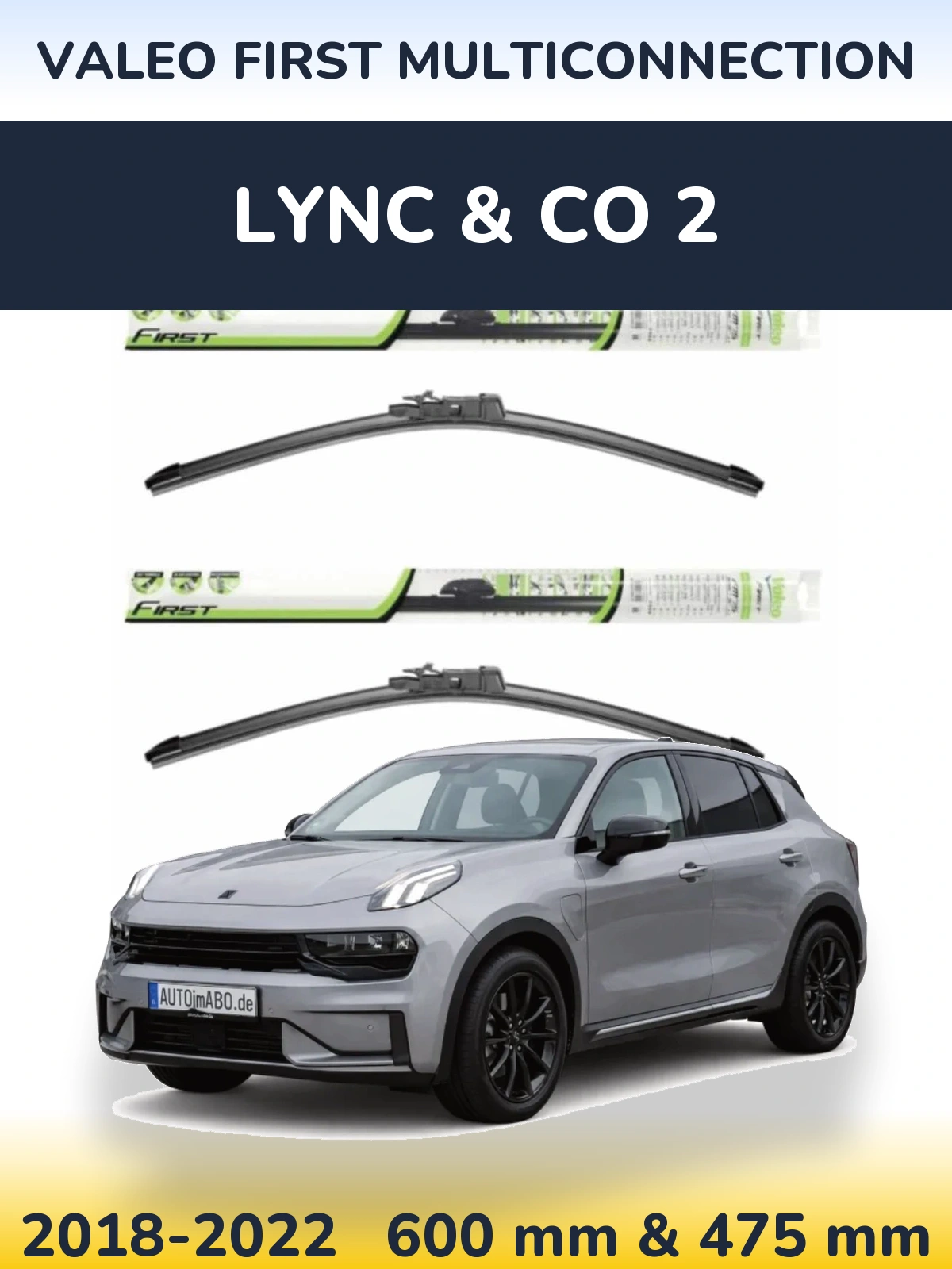 Комплект передніх щіток Valeo First MultiConnection 600 & 475 мм для Lync & Co 2 2018-2022