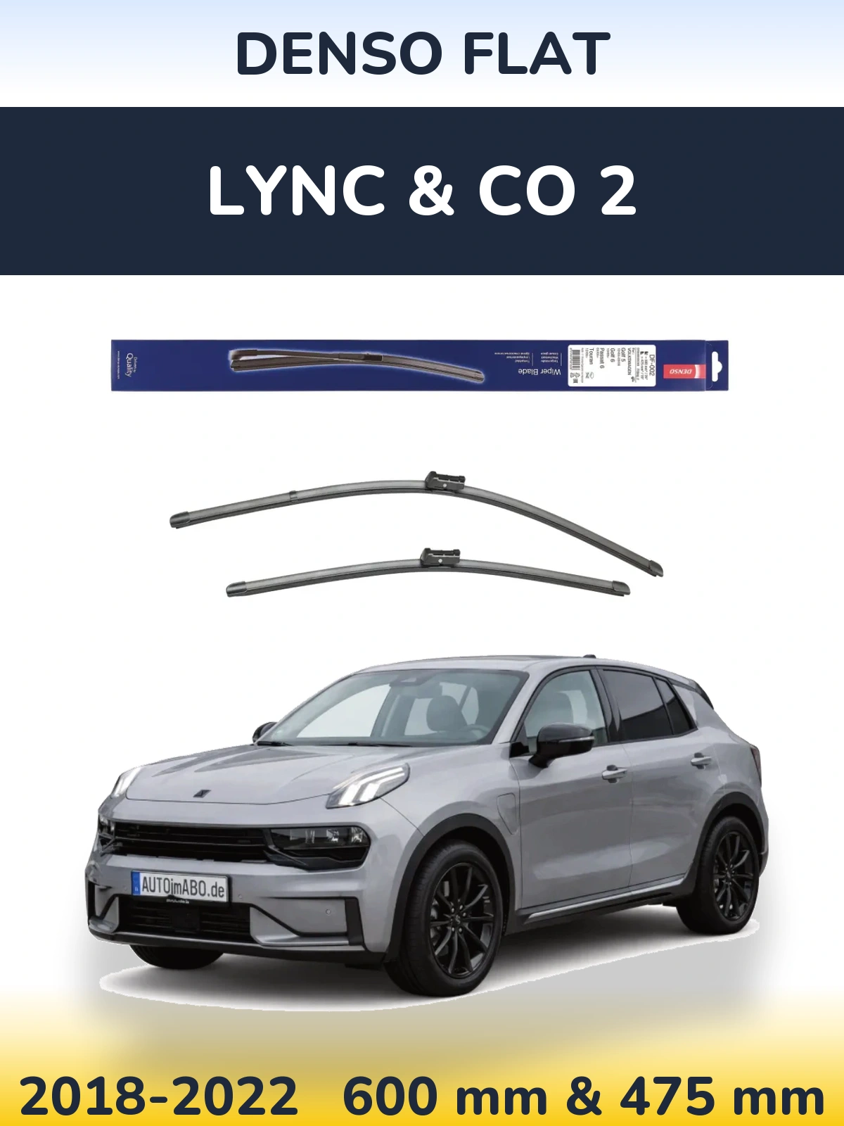 Komplet przednich wycieraczek Denso Flat 600 & 475 mm do Lync & Co 2 2018-2022