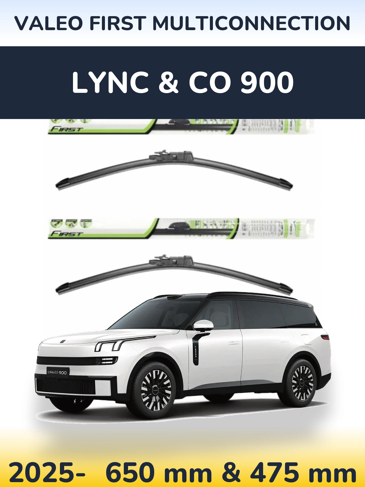 Komplet przednich wycieraczek Valeo First MultiConnection 650 & 475 mm do Lync & Co 900 2025-2026