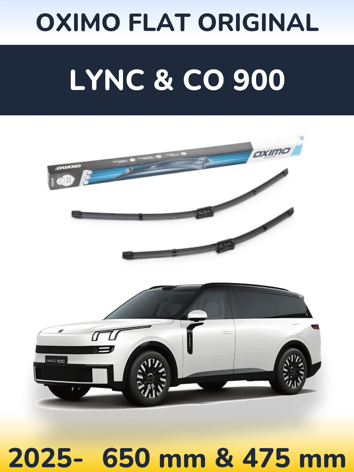 Комплект передніх щіток Oximo Flat Original 650 & 475 мм для Lync & Co 900 2025-2026