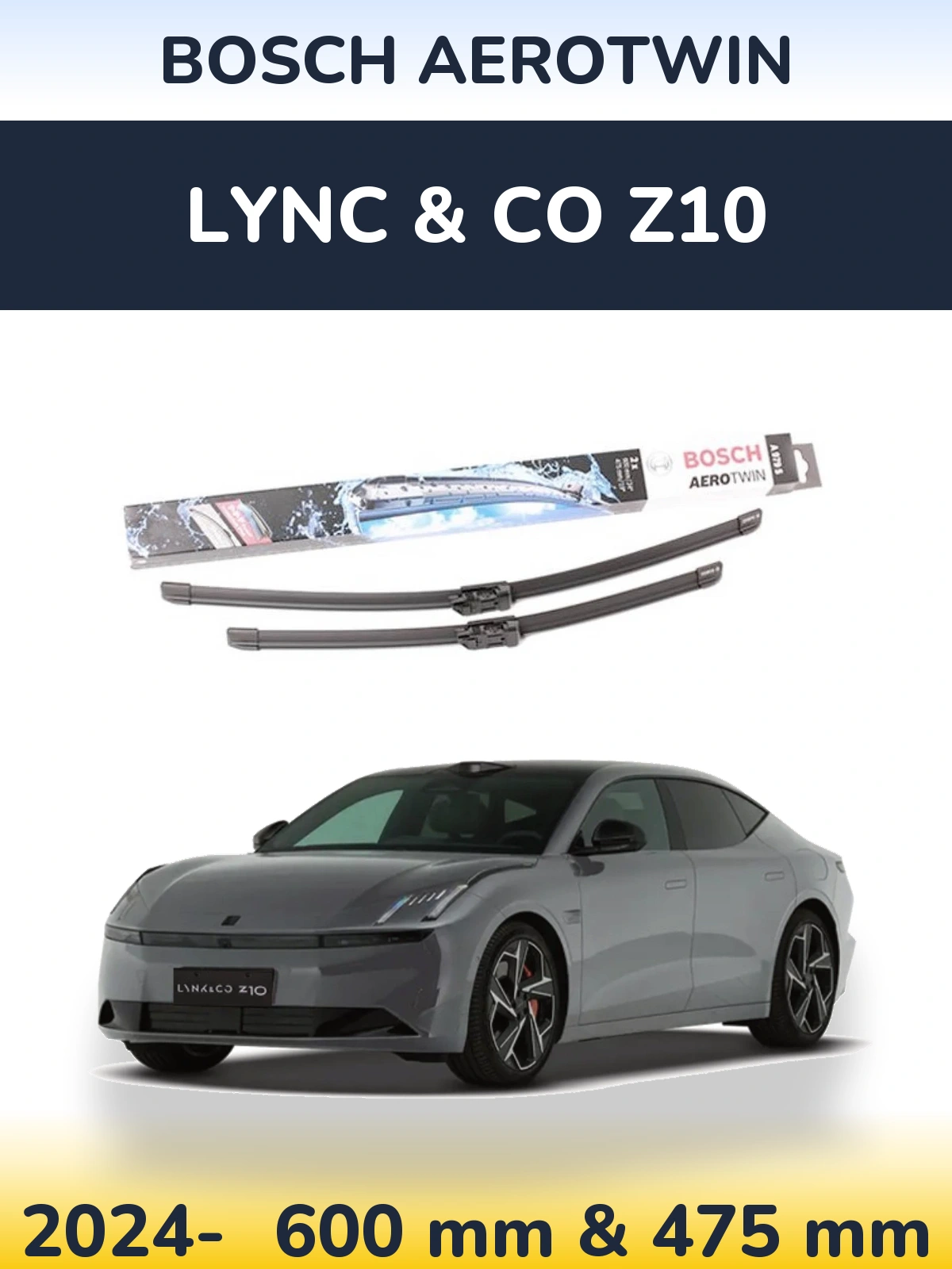 Комплект передних дворников BOSCH AeroTwin 600 & 475 мм для Lync & Co Z10 2024-2026