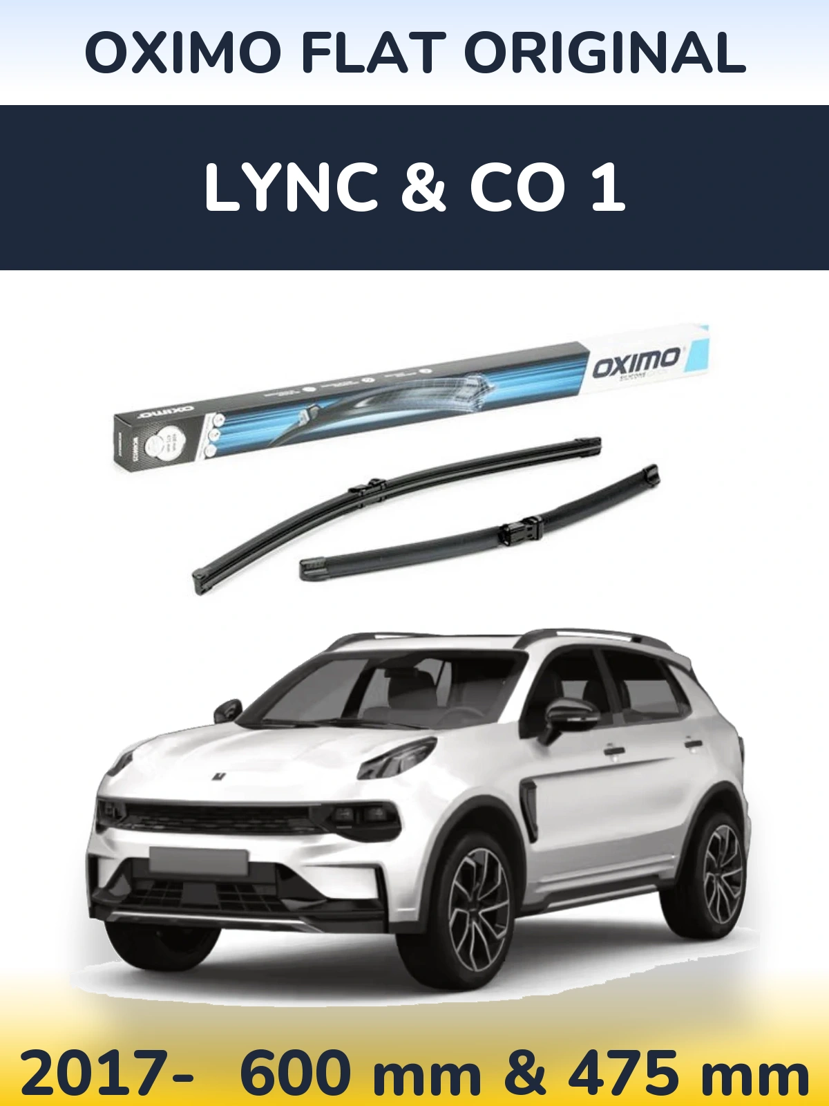 Front wiper blade set Oximo Flat Original 600 & 475 мм for Lync & Co 1 2017-2026