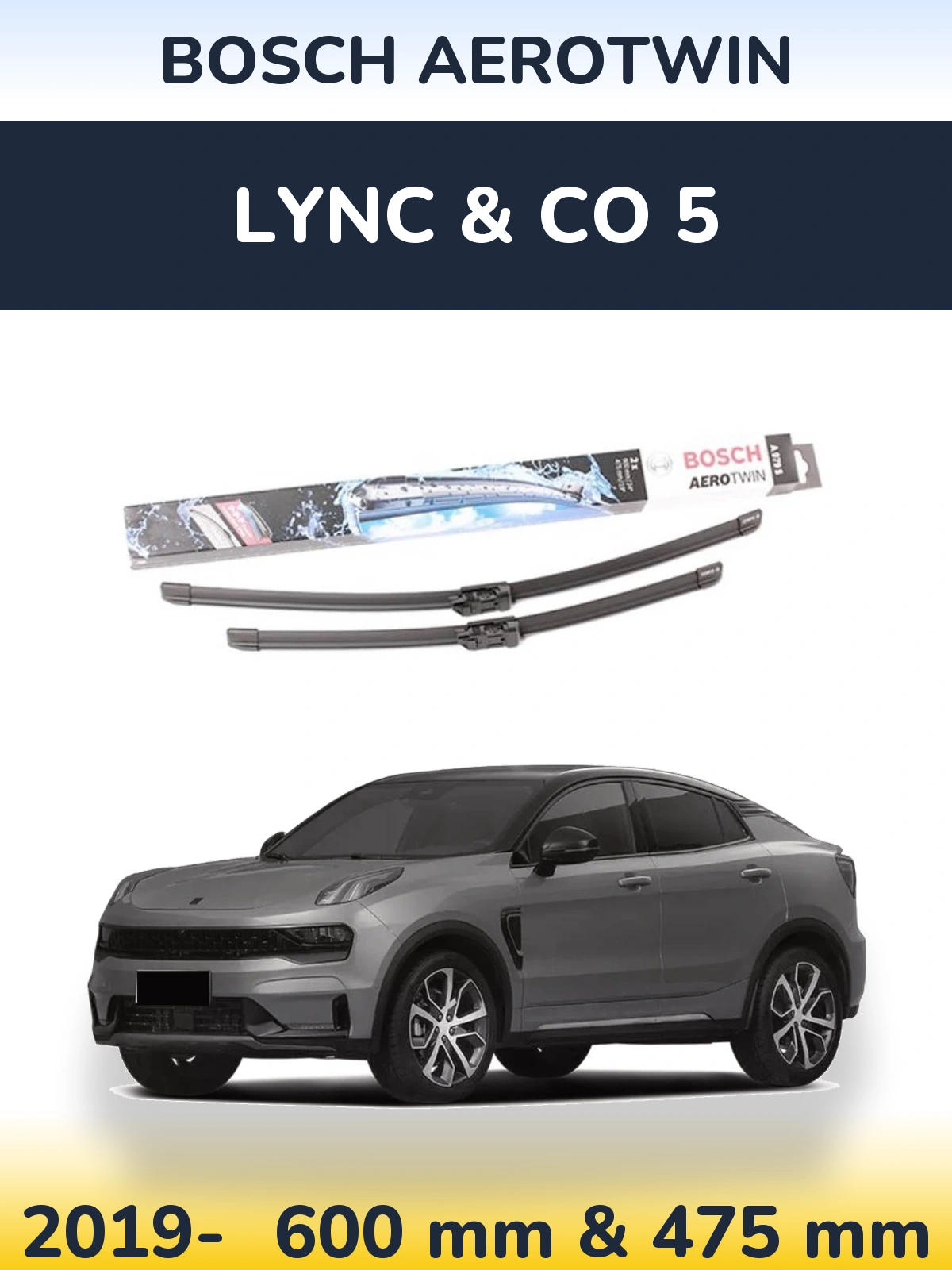 Комплект передних дворников BOSCH AeroTwin 600 & 475 мм для Lync & Co 5 2019-2026
