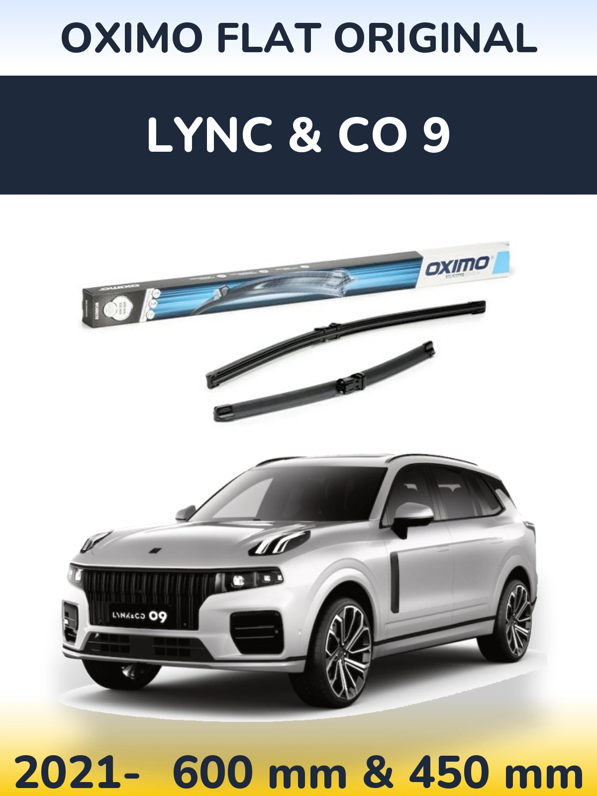 Комплект передних дворников Oximo Flat Original 600 & 450 мм для Lync & Co 9 2021-2026