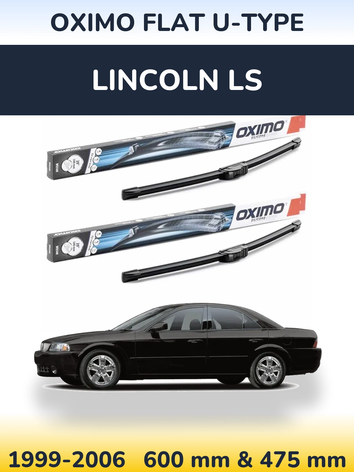 Комплект передних дворников Oximo Flat U-type 600 & 475 мм для Lincoln LS 1999-2006