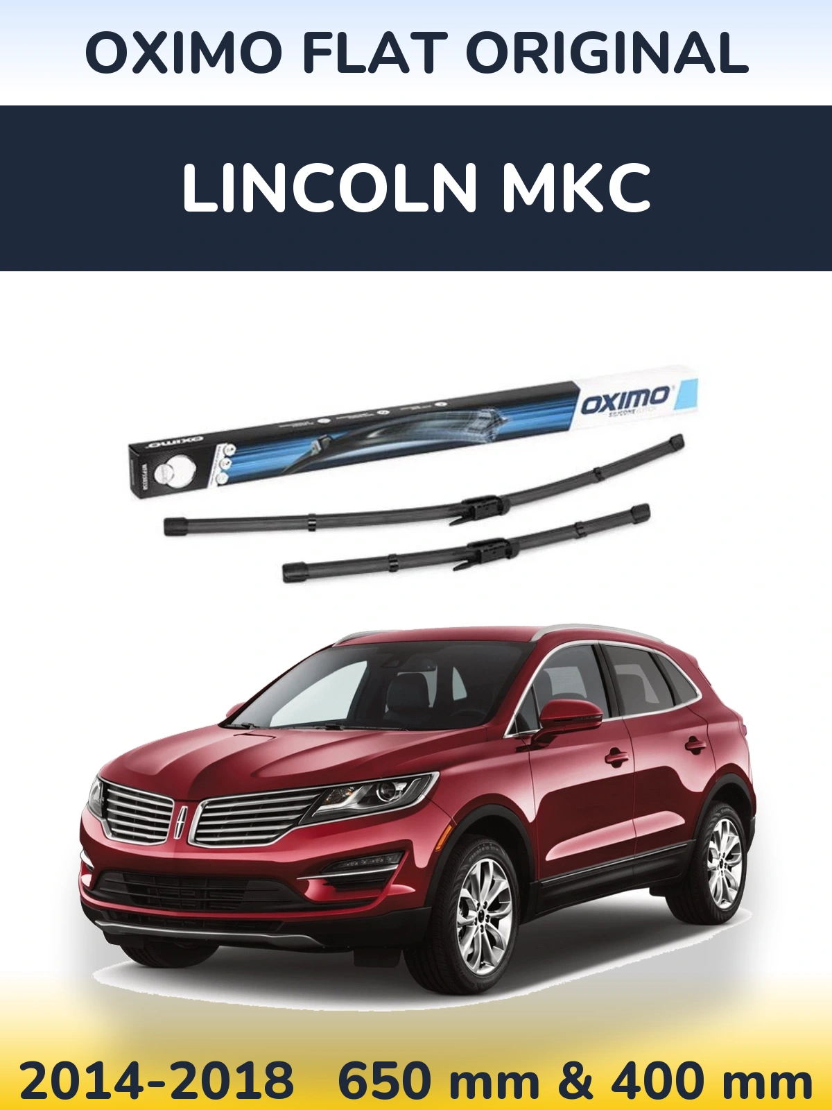 Комплект передних дворников Oximo Flat Original 650 & 400 мм для Lincoln MKC 2014-2018