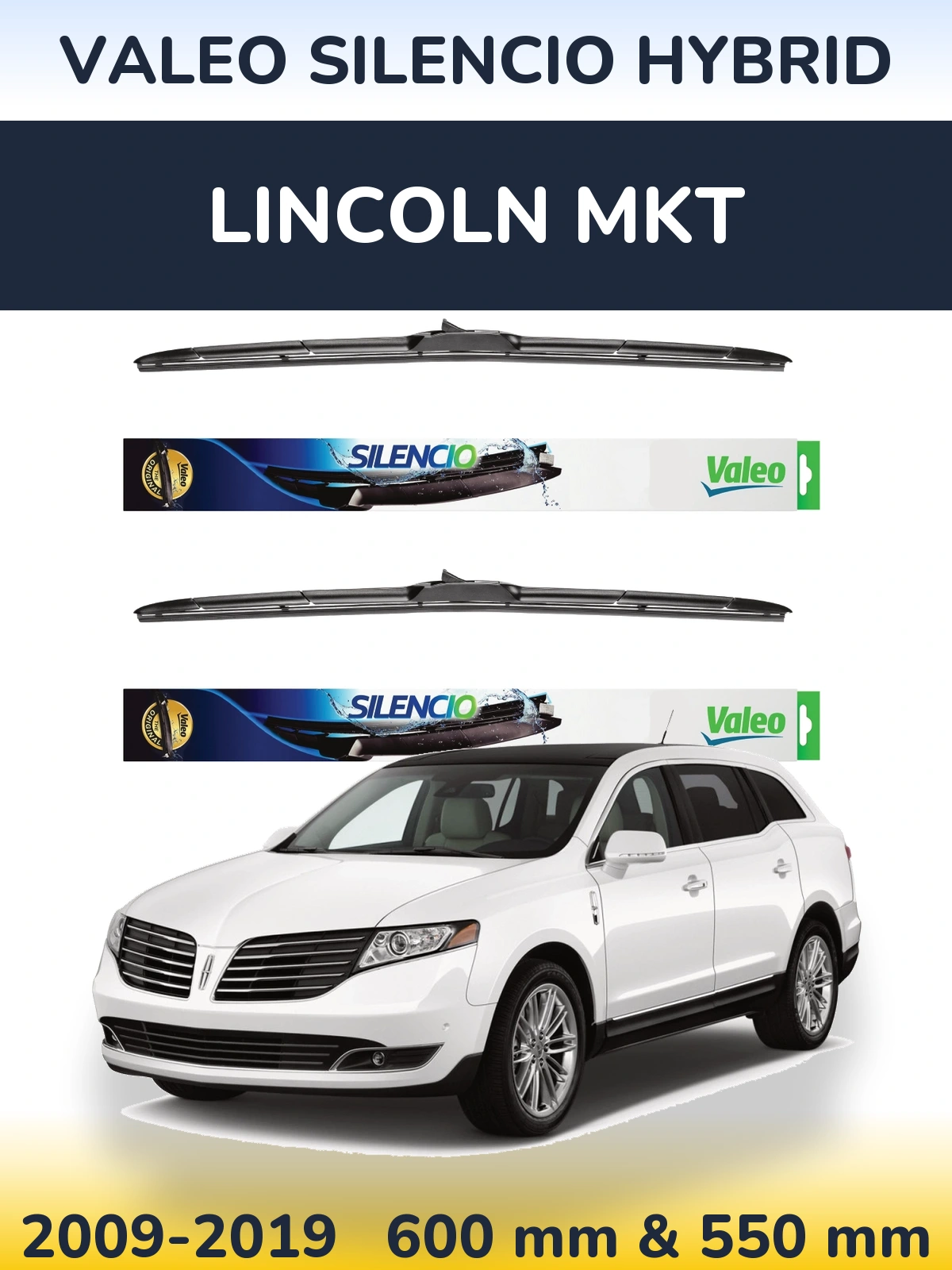 Комплект передних дворников Valeo Silencio Hybrid 600 & 550 мм для Lincoln MKT 2009-2019