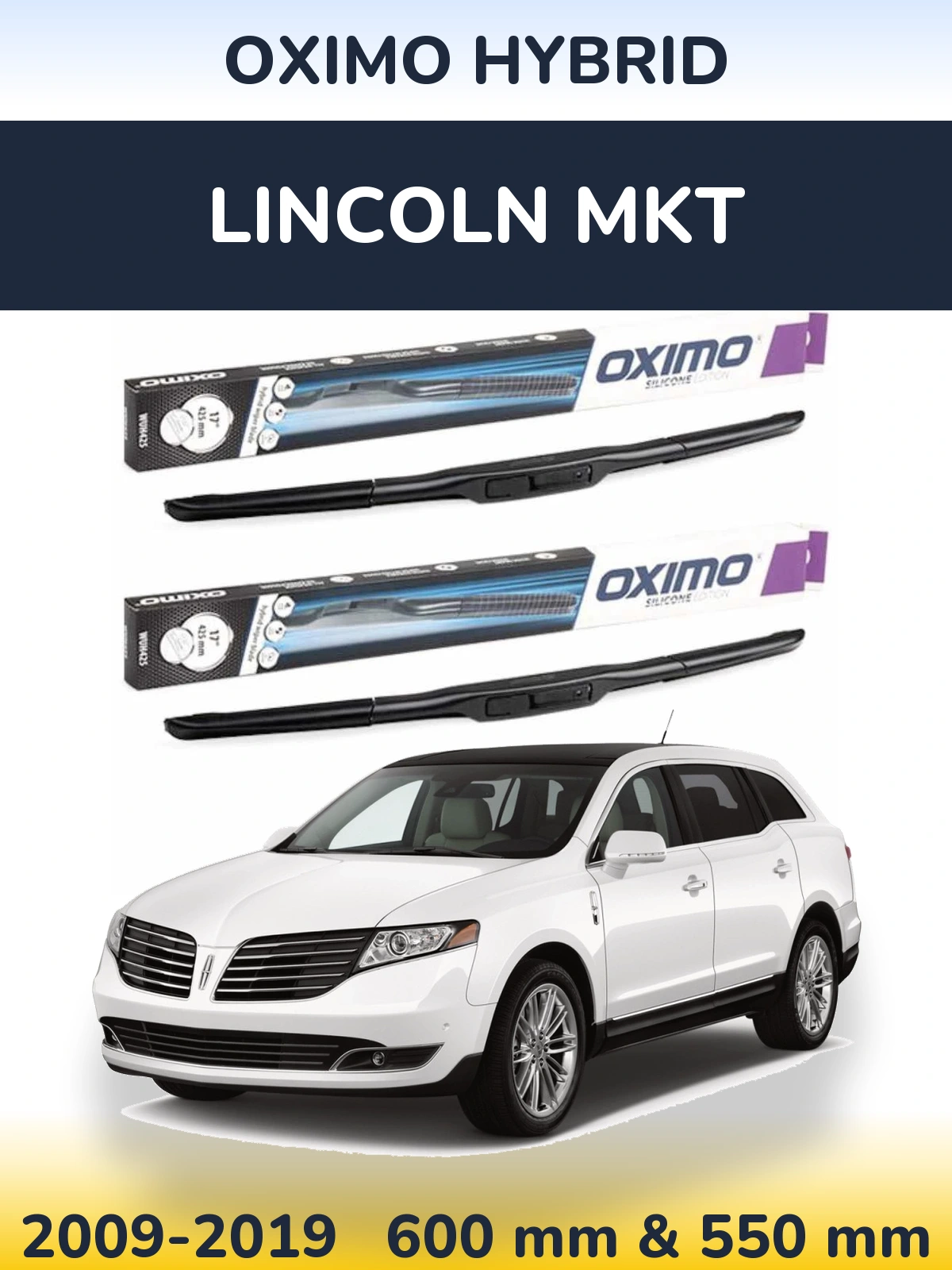 Комплект передних дворников Oximo Hybrid 600 & 550 мм для Lincoln MKT 2009-2019