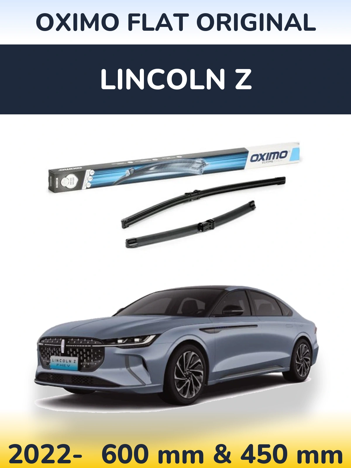 Комплект передних дворников Oximo Flat Original 600 & 450 мм для Lincoln Z 2022-2026