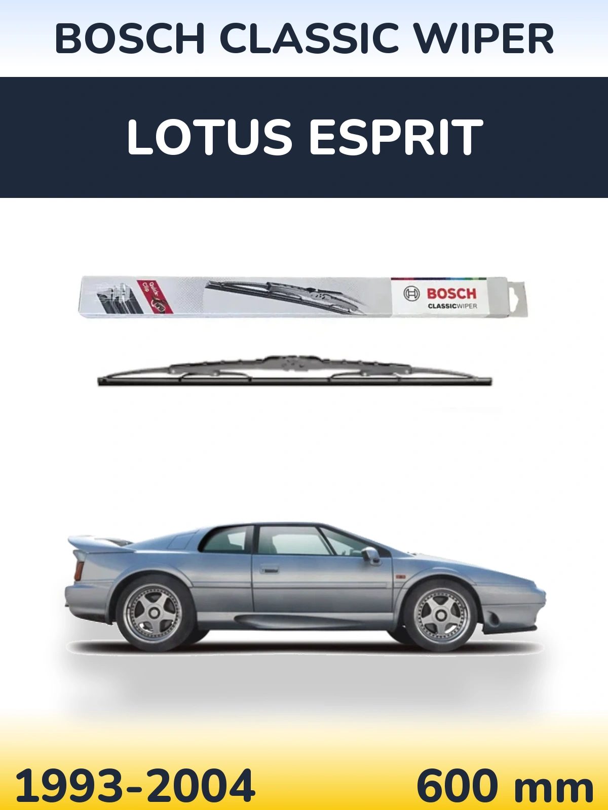 Front wiper blade BOSCH Classic Wiper 600 мм for Lotus Esprit 1993-2004