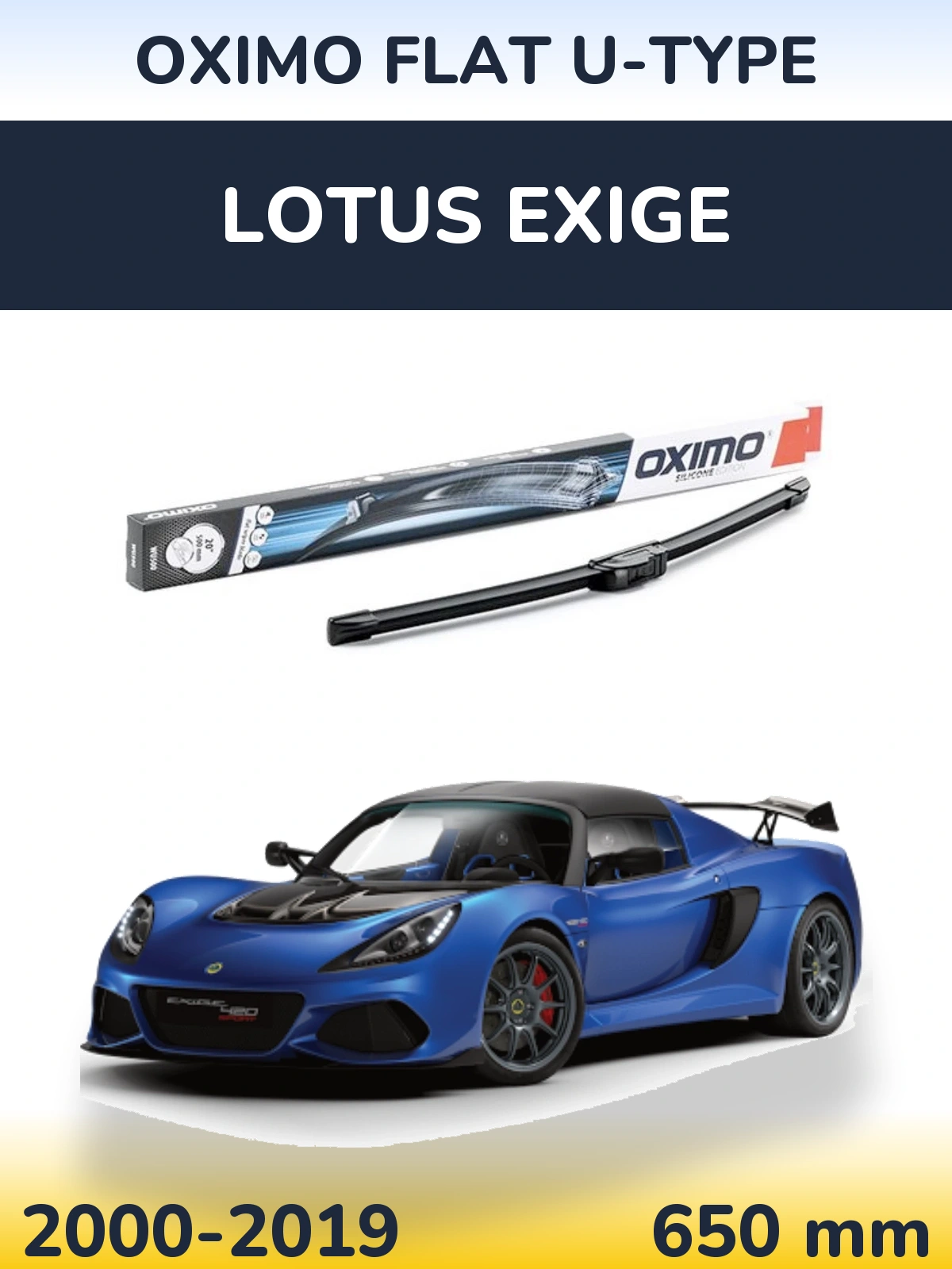 Przednia wycieraczka Oximo Flat U-type 650 mm do Lotus Exige 2000-2019