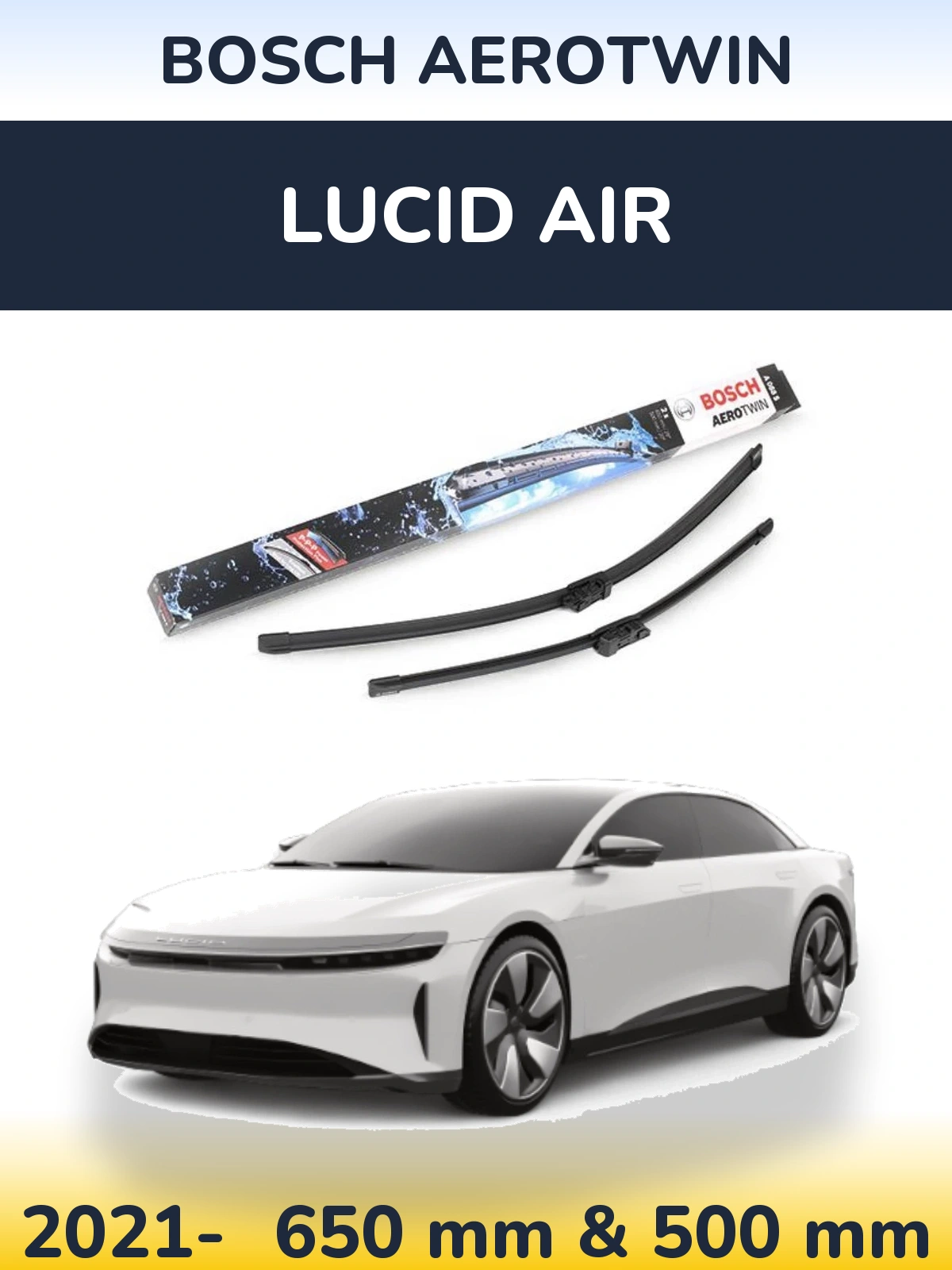 Комплект передних дворников BOSCH AeroTwin 650 & 500 мм для Lucid Air 2021-2026