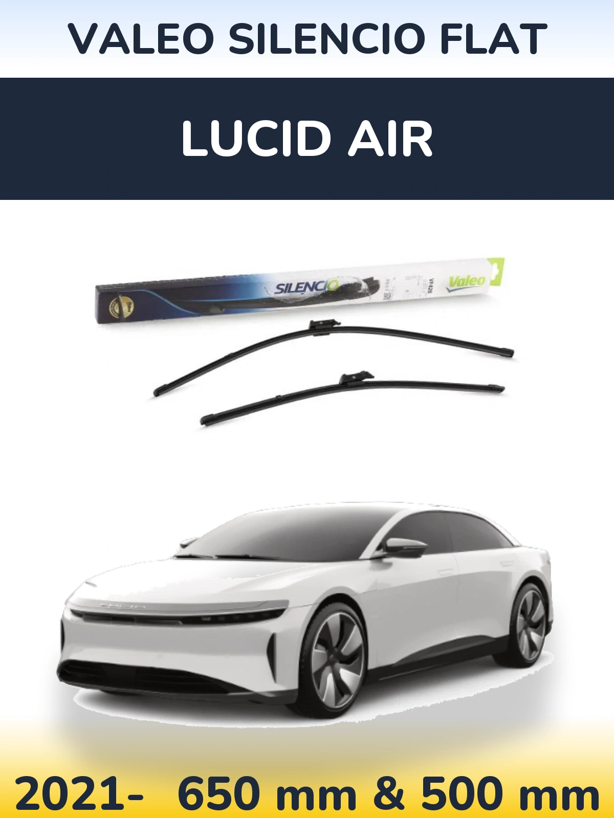 Front wiper blade set Valeo Silencio Flat 650 & 500 мм for Lucid Air 2021-2026