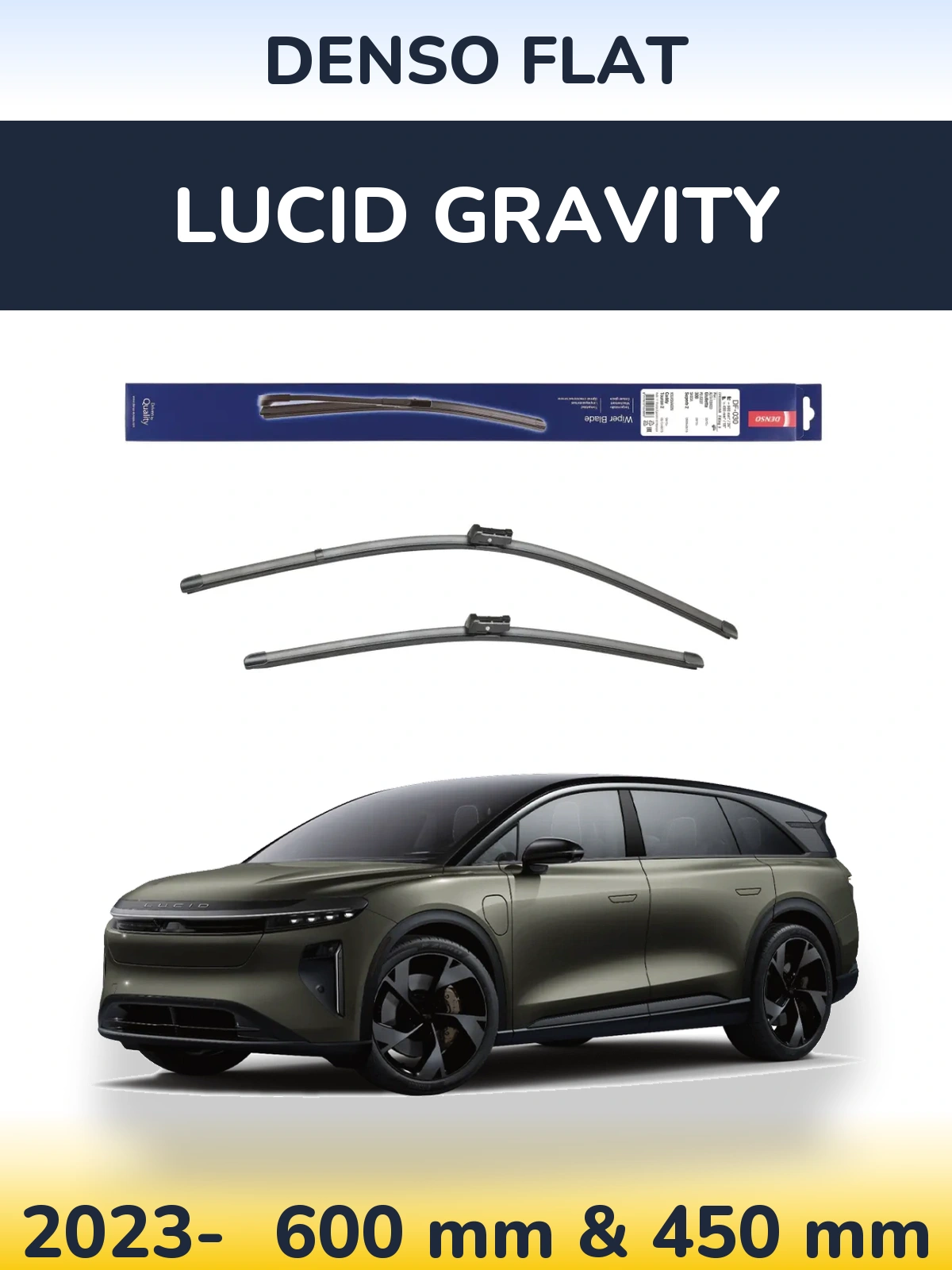 Komplet przednich wycieraczek Denso Flat 600 & 450 mm do Lucid Gravity 2023-2026