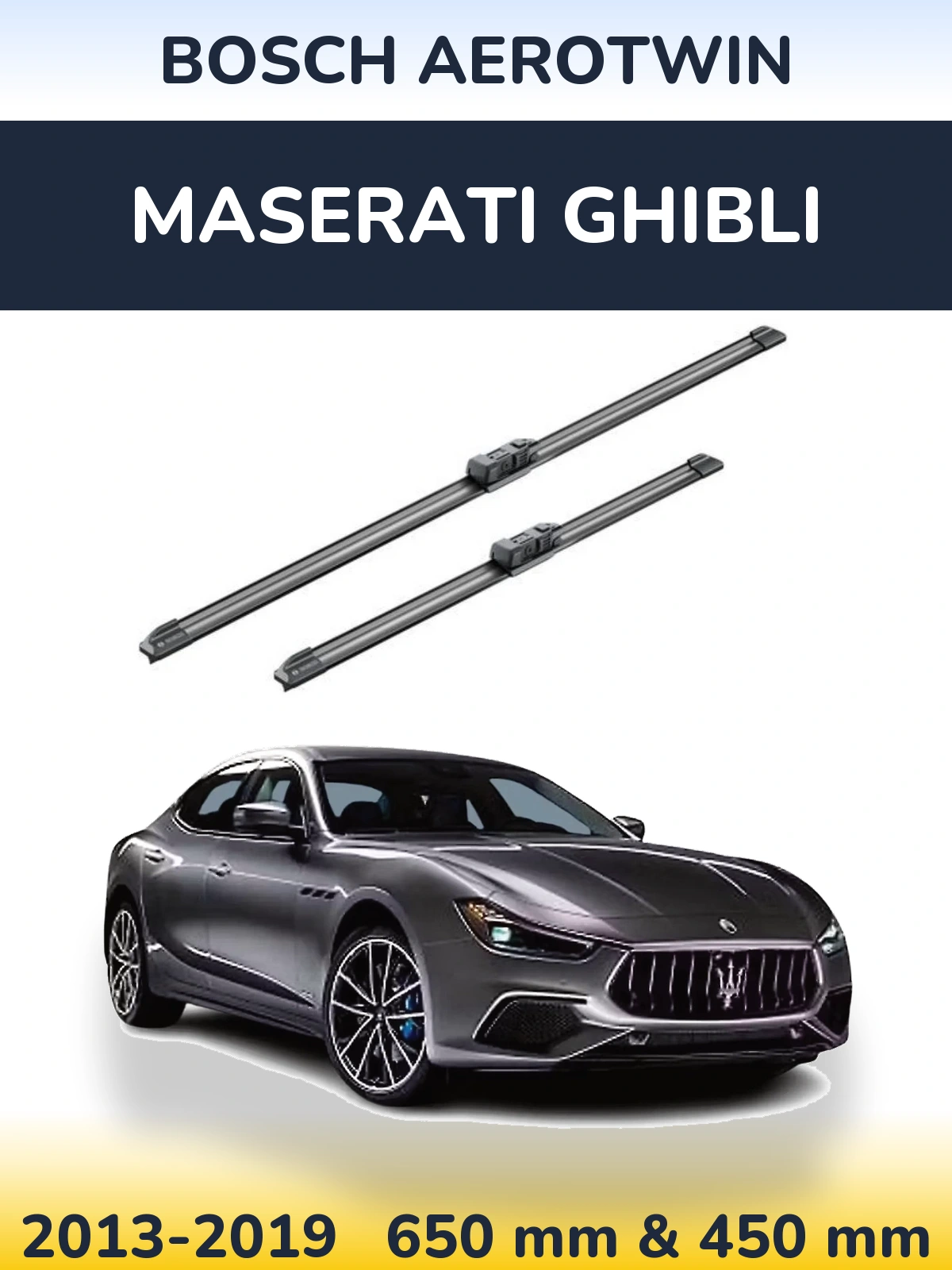 Komplet przednich wycieraczek BOSCH AeroTwin 650 & 450 mm do Maserati Ghibli 2013-2019