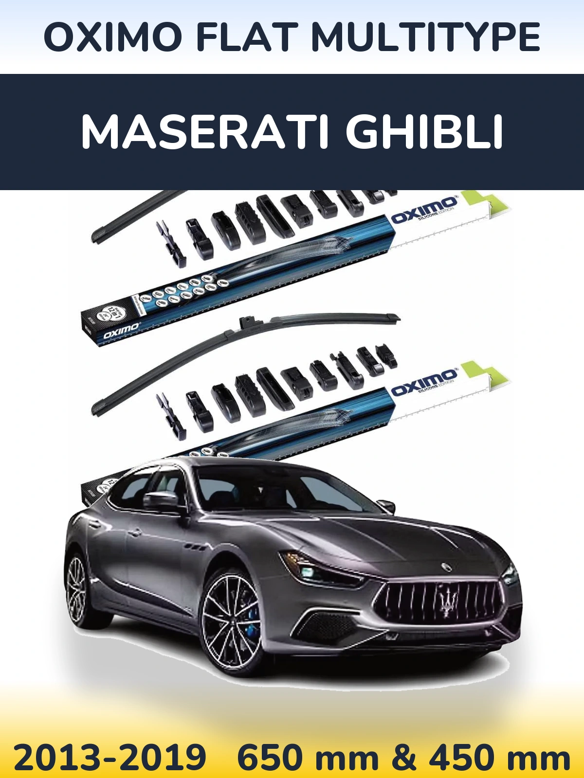 Komplet przednich wycieraczek Oximo Flat MultiType 650 & 450 mm do Maserati Ghibli 2013-2019