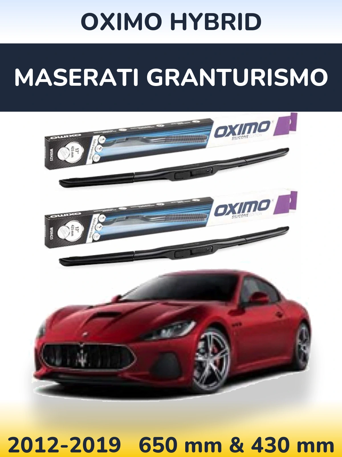 Front wiper blade set Oximo Hybrid 650 & 430 мм for Maserati GranTurismo 2012-2019