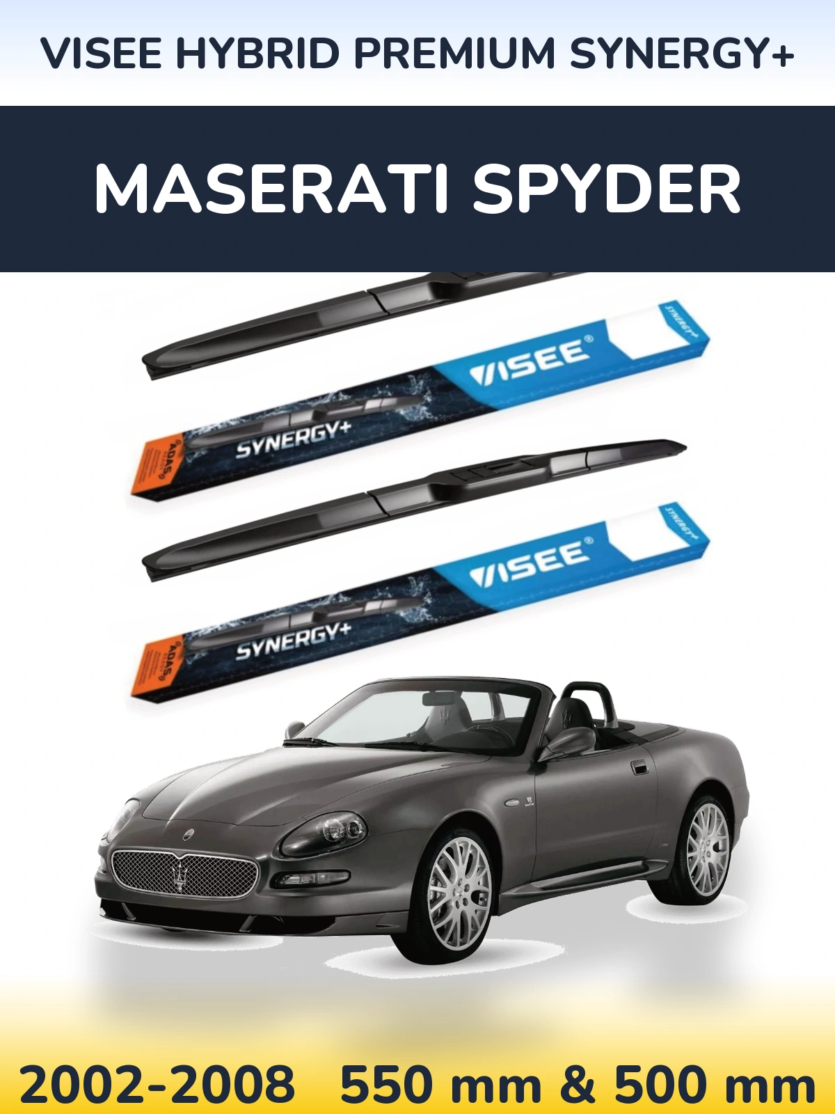 Комплект передніх щіток VISEE HYBRID PREMIUM SYNERGY+ 550 & 500 мм для Maserati Spyder 2002-2008