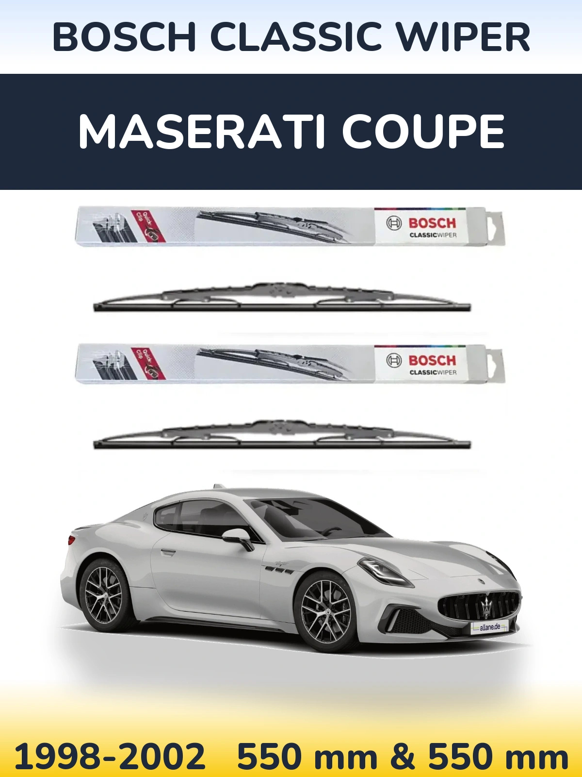 Комплект передних дворников BOSCH Classic Wiper 550 & 550 мм для Maserati Coupe 1998-2002