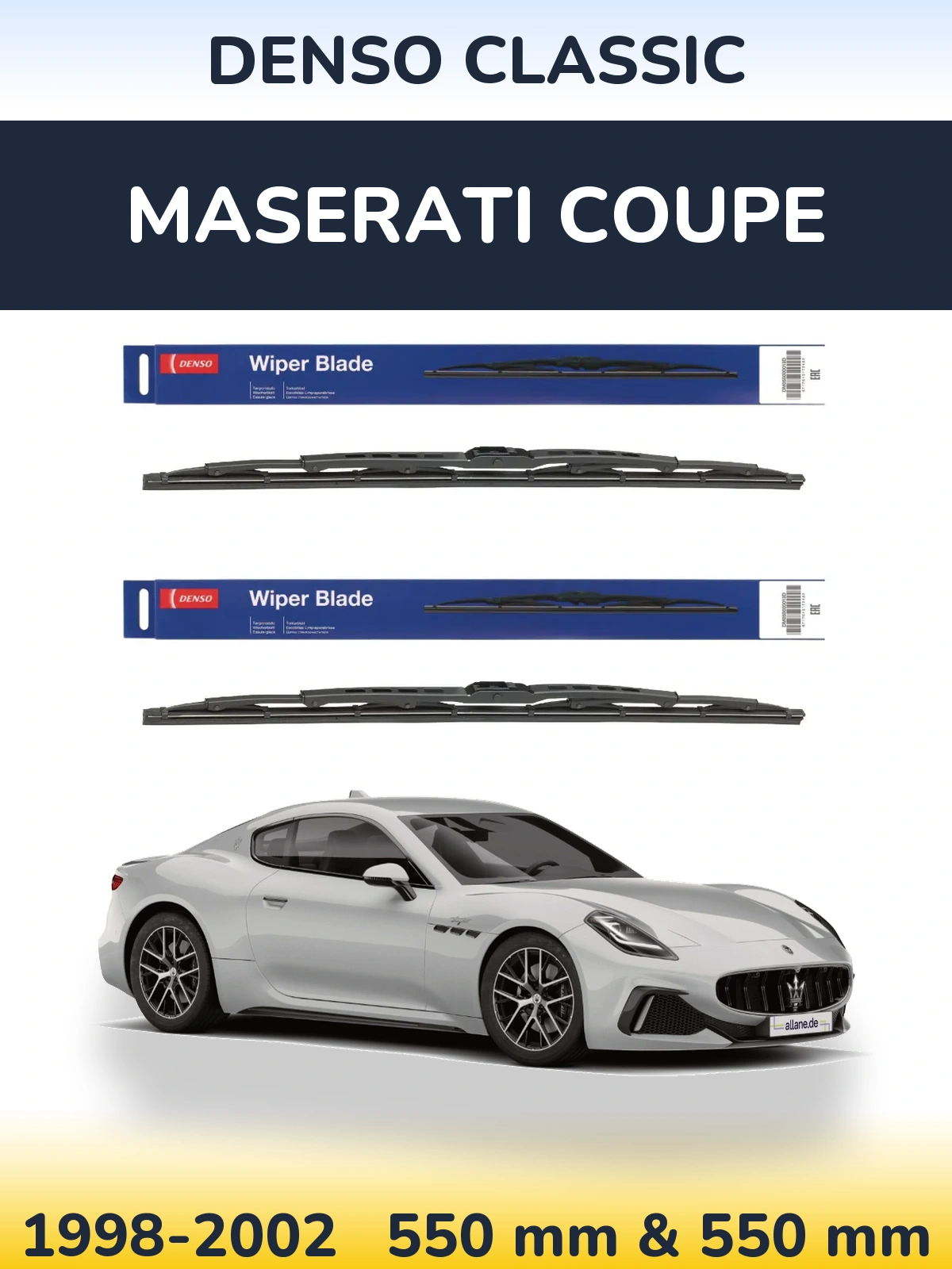 Front wiper blade set Denso Classic 550 & 550 mm for Maserati Coupe 1998-2002