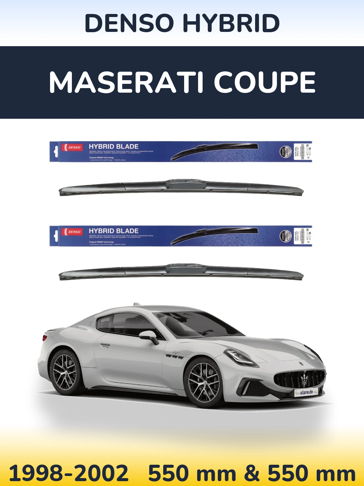 Комплект передніх щіток Denso Hybrid 550 & 550 мм для Maserati Coupe 1998-2002