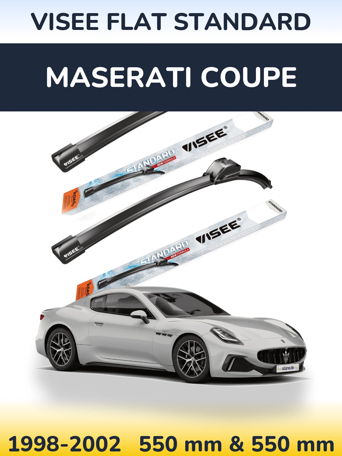 Комплект передних дворников VISEE FLAT STANDARD 550 & 550 мм для Maserati Coupe 1998-2002