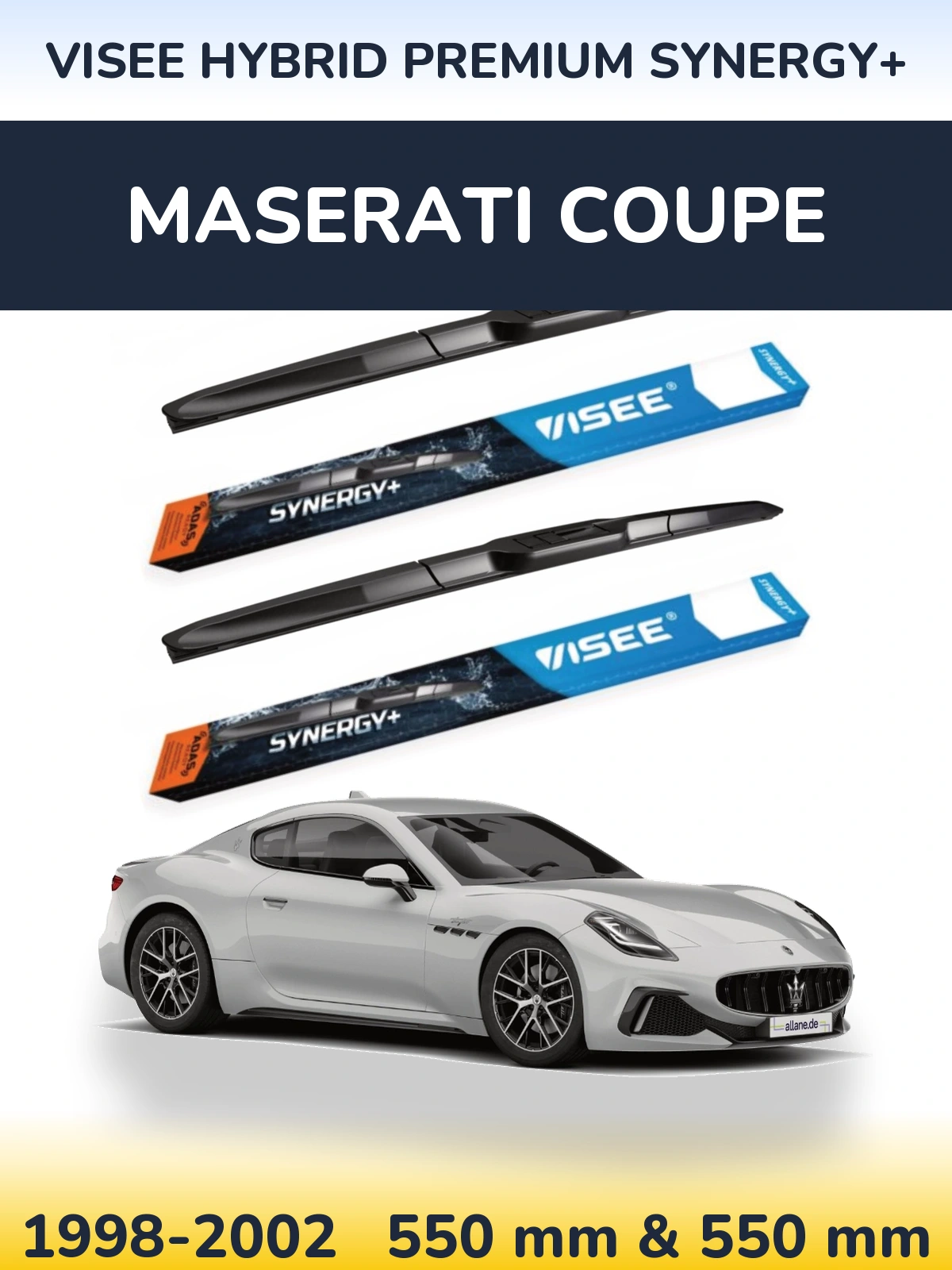 Комплект передніх щіток VISEE HYBRID PREMIUM SYNERGY+ 550 & 550 мм для Maserati Coupe 1998-2002
