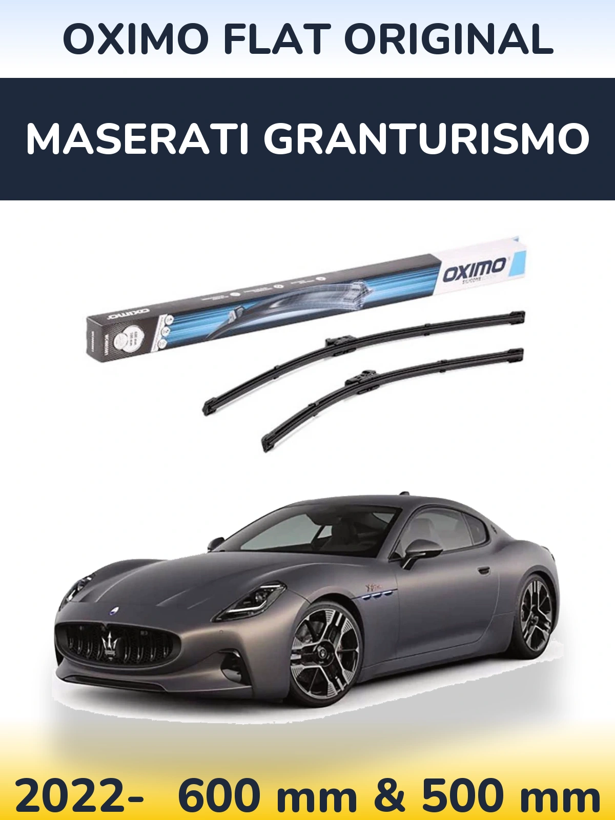 Front wiper blade set Oximo Flat Original 600 & 500 мм for Maserati GranTurismo 2022-2026