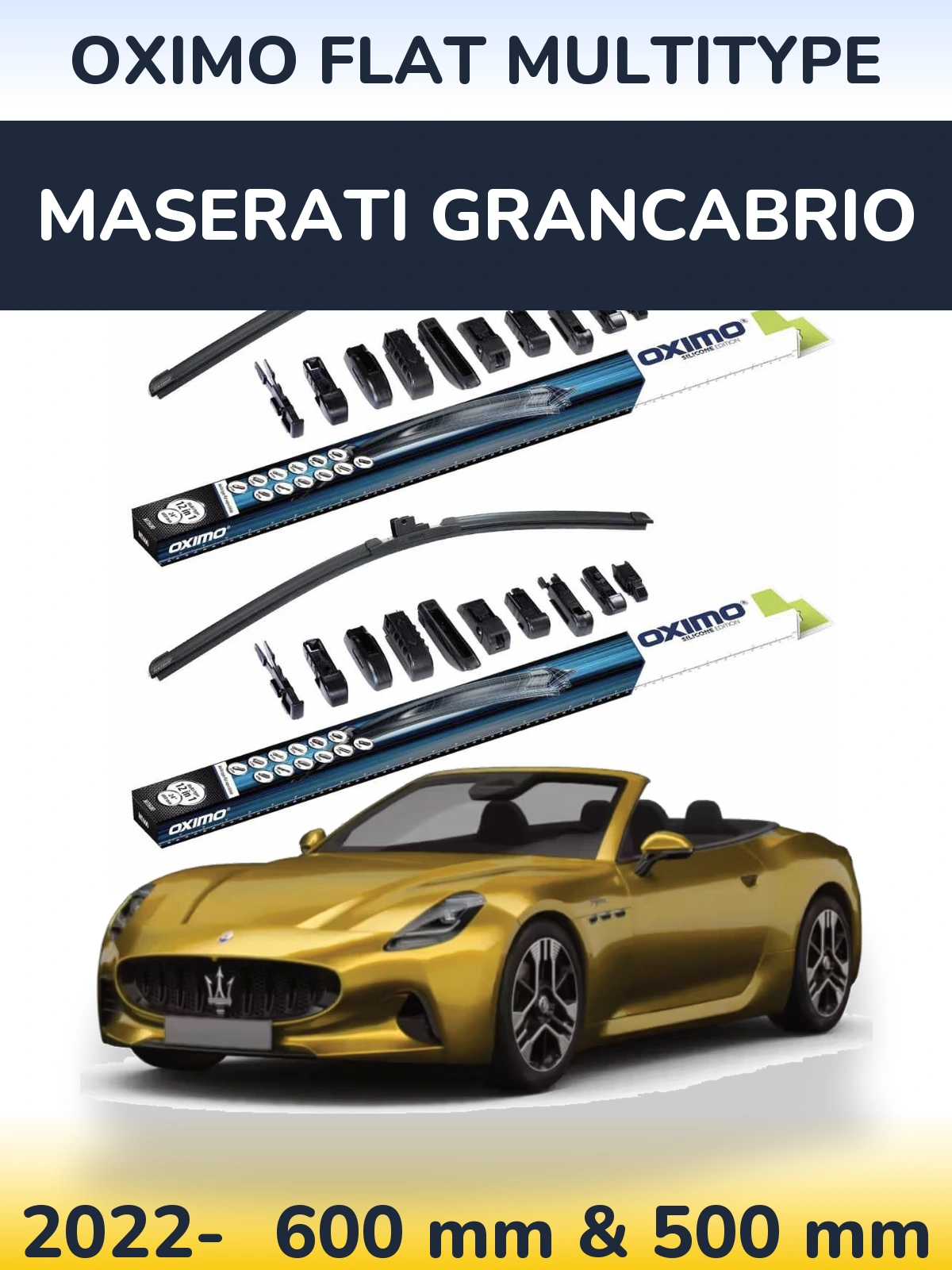 Комплект передних дворников Oximo Flat MultiТипe 600 & 500 мм для Maserati GranCabrio 2022-2026