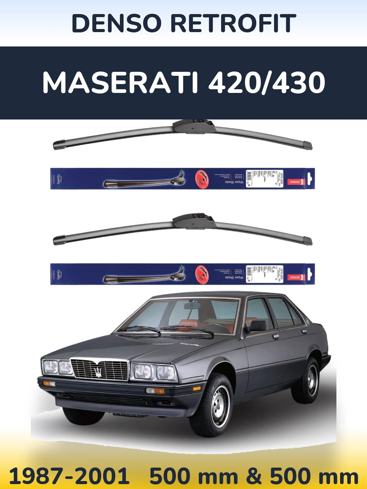 Комплект передних дворников Denso Retrofit 500 & 500 мм для Maserati 420/430 1987-2001