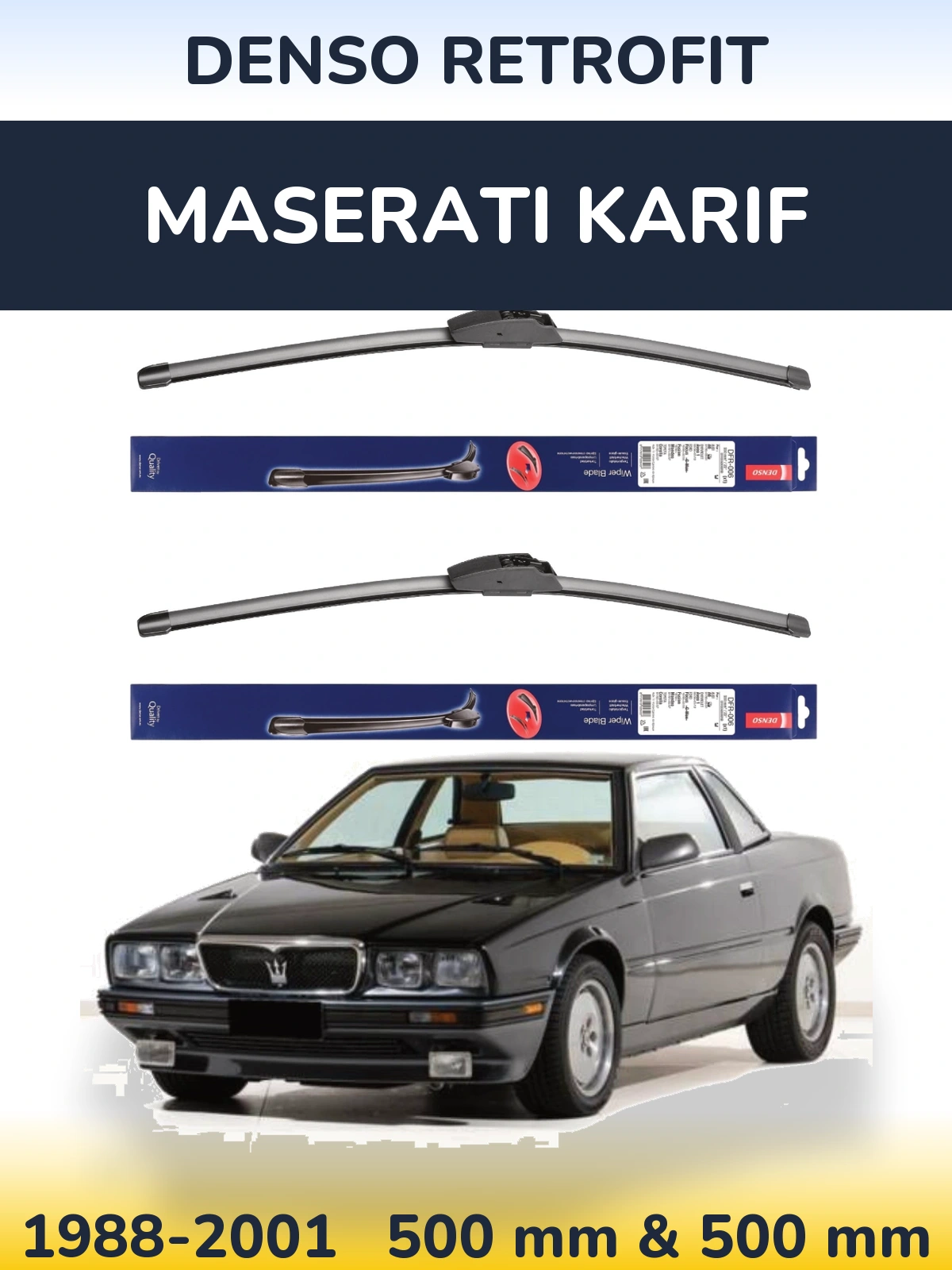 Комплект передних дворников Denso Retrofit 500 & 500 мм для Maserati Karif 1988-2001