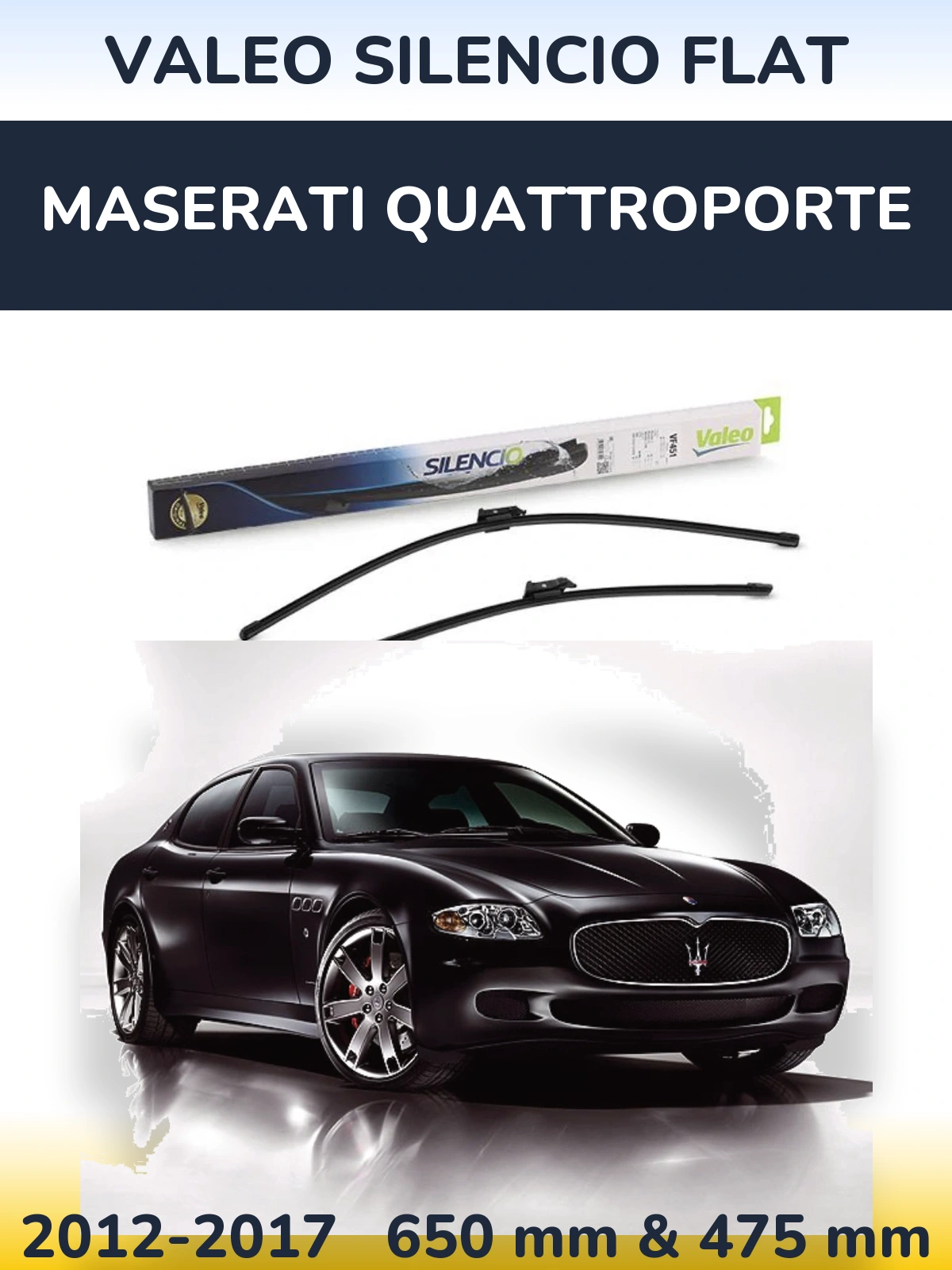 Комплект передних дворников Valeo Silencio Flat 650 & 475 мм для Maserati Quattroporte 2012-2017