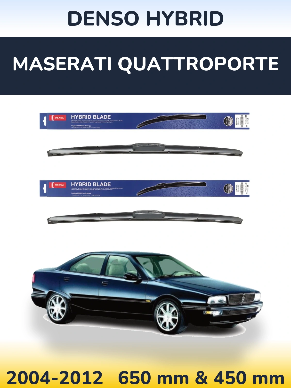 Front wiper blade set Denso Hybrid 650 & 450 мм for Maserati Quattroporte 2004-2012