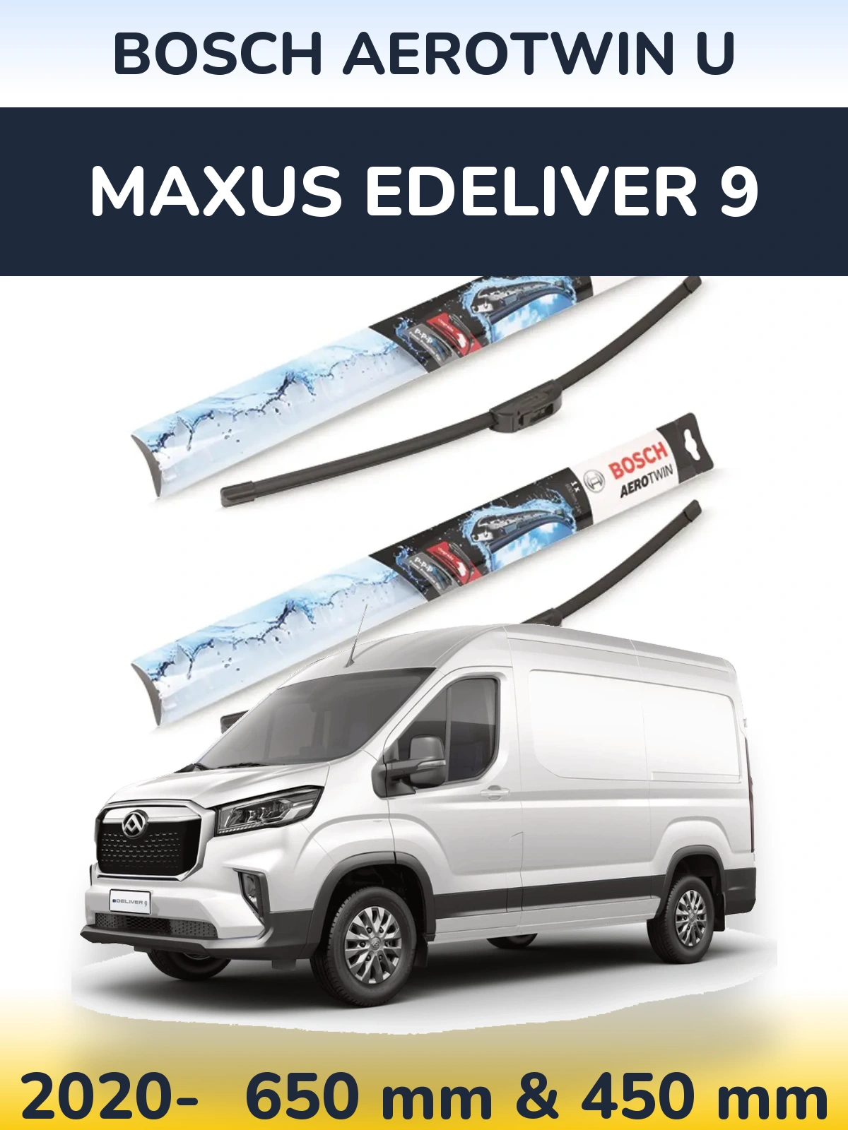 Komplet przednich wycieraczek BOSCH AeroTwin U 650 & 450 mm do Maxus eDeliver 9 2020-2026
