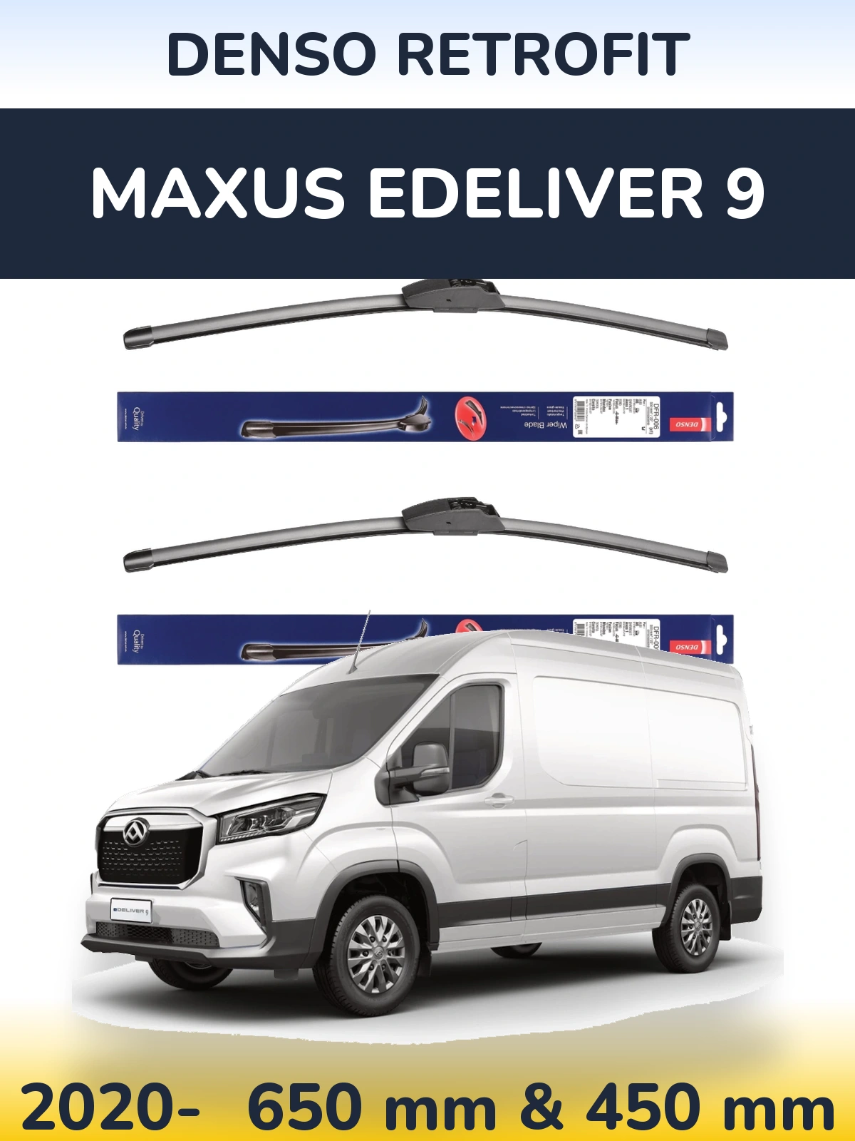 Komplet przednich wycieraczek Denso Retrofit 650 & 450 mm do Maxus eDeliver 9 2020-2026