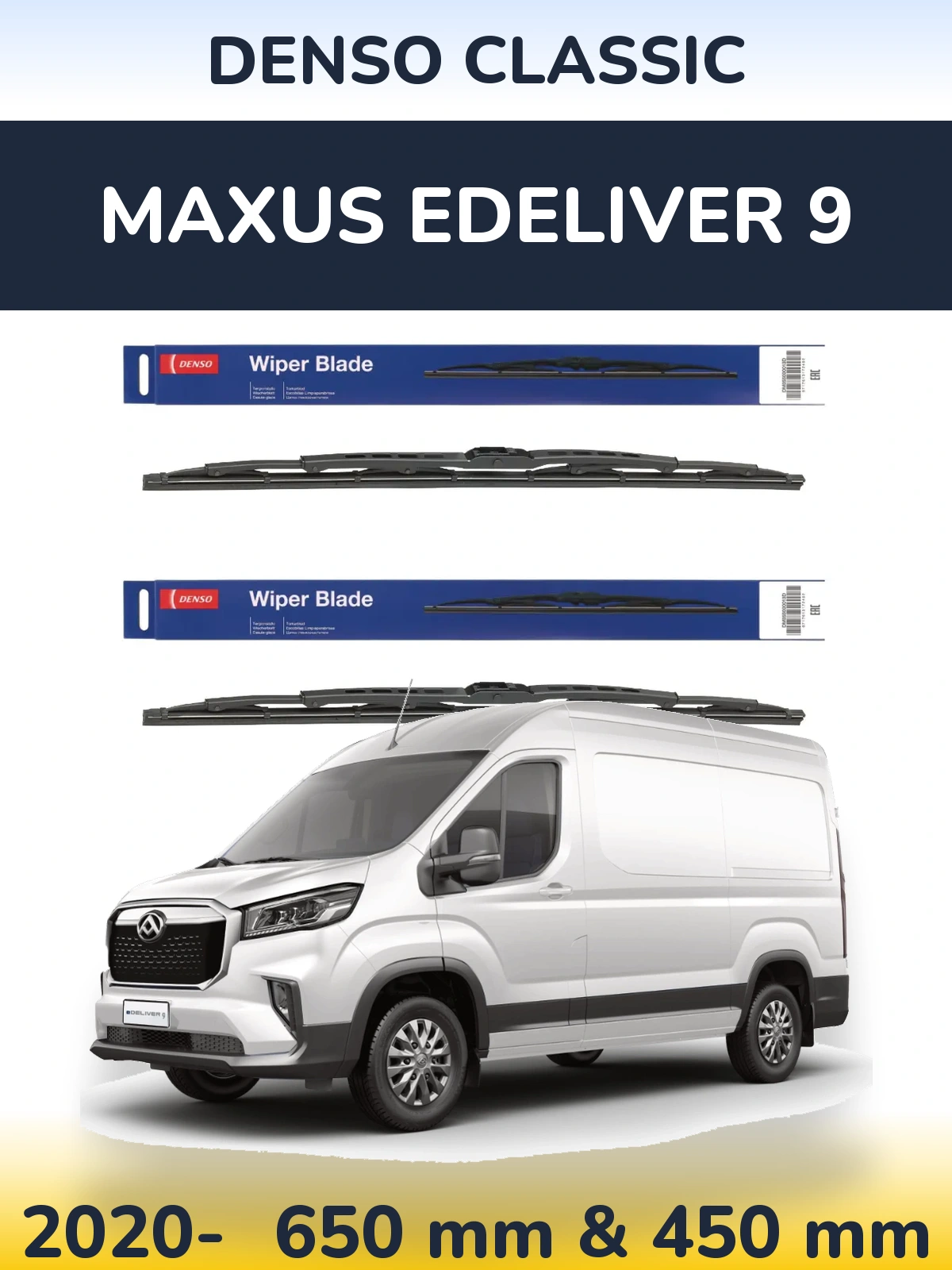 Komplet przednich wycieraczek Denso Classic 650 & 450 mm do Maxus eDeliver 9 2020-2026
