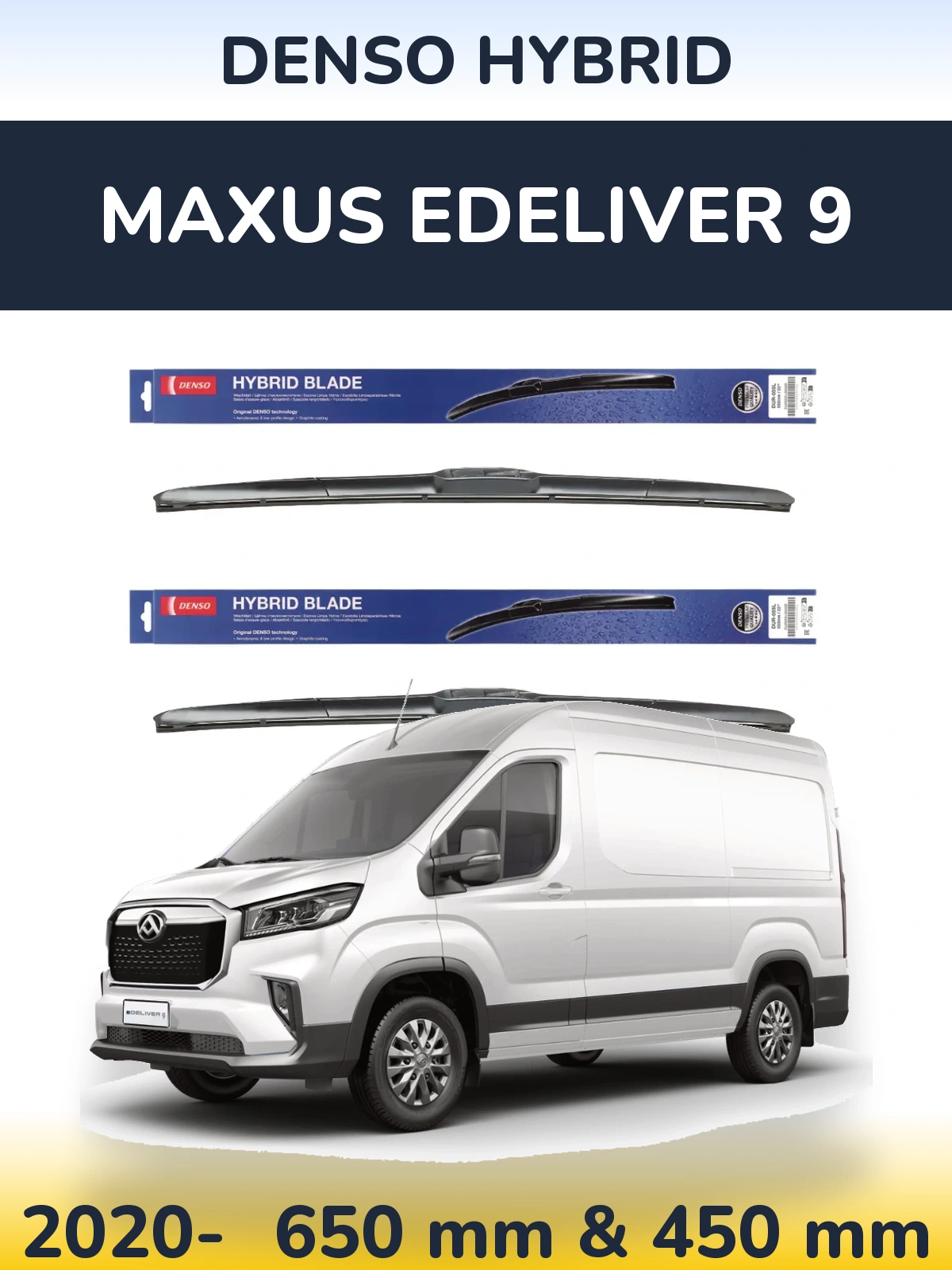 Komplet przednich wycieraczek Denso Hybrid 650 & 450 mm do Maxus eDeliver 9 2020-2026