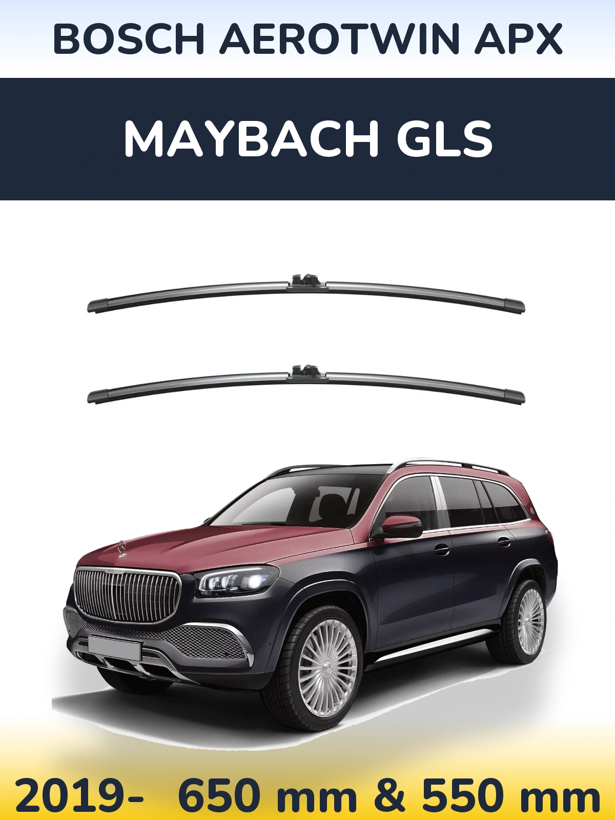 Komplet przednich wycieraczek BOSCH AeroTwin APX 650 & 550 mm do Maybach GLS 2019-2026